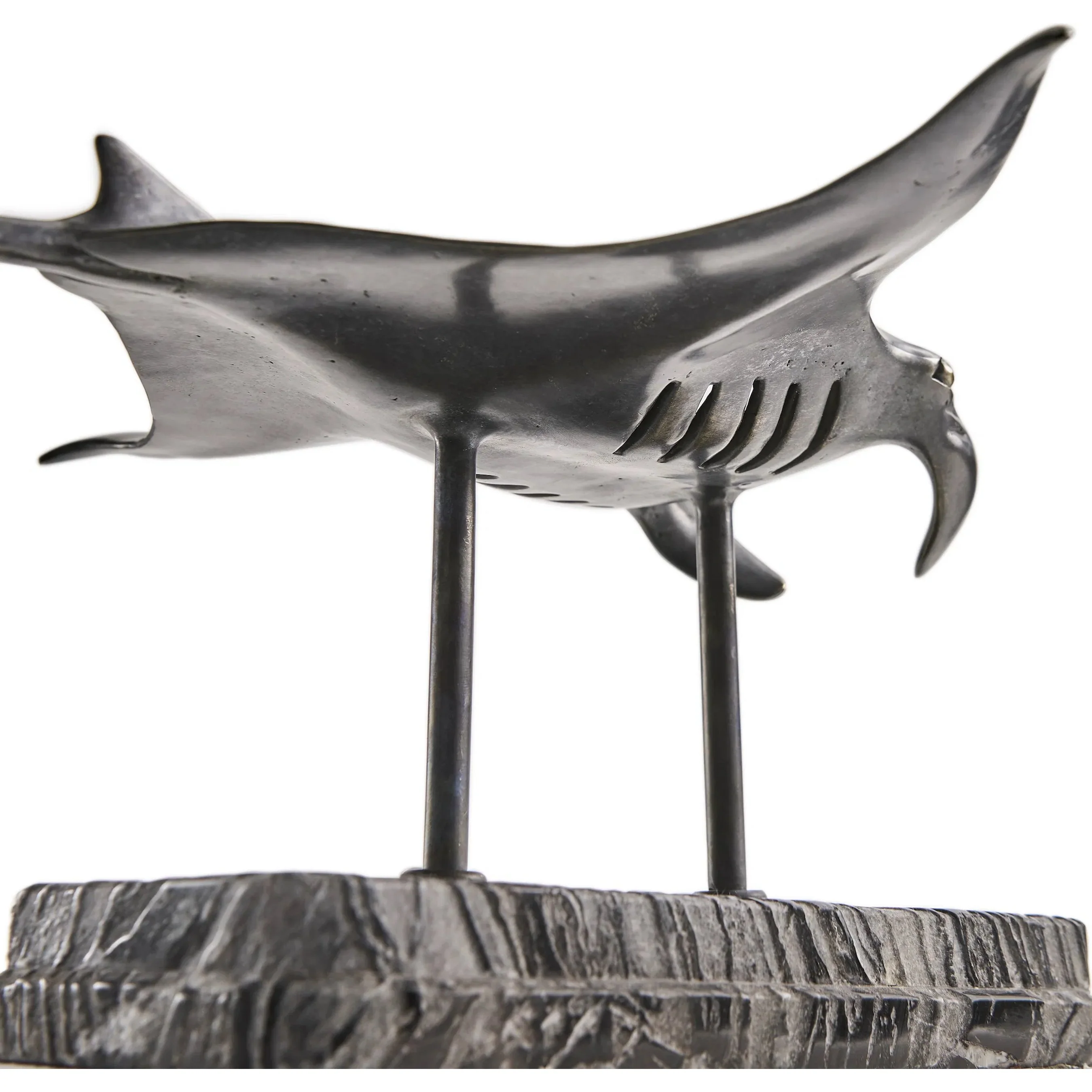 Manta Ray Bronze Statue with Marble Base - Image 11