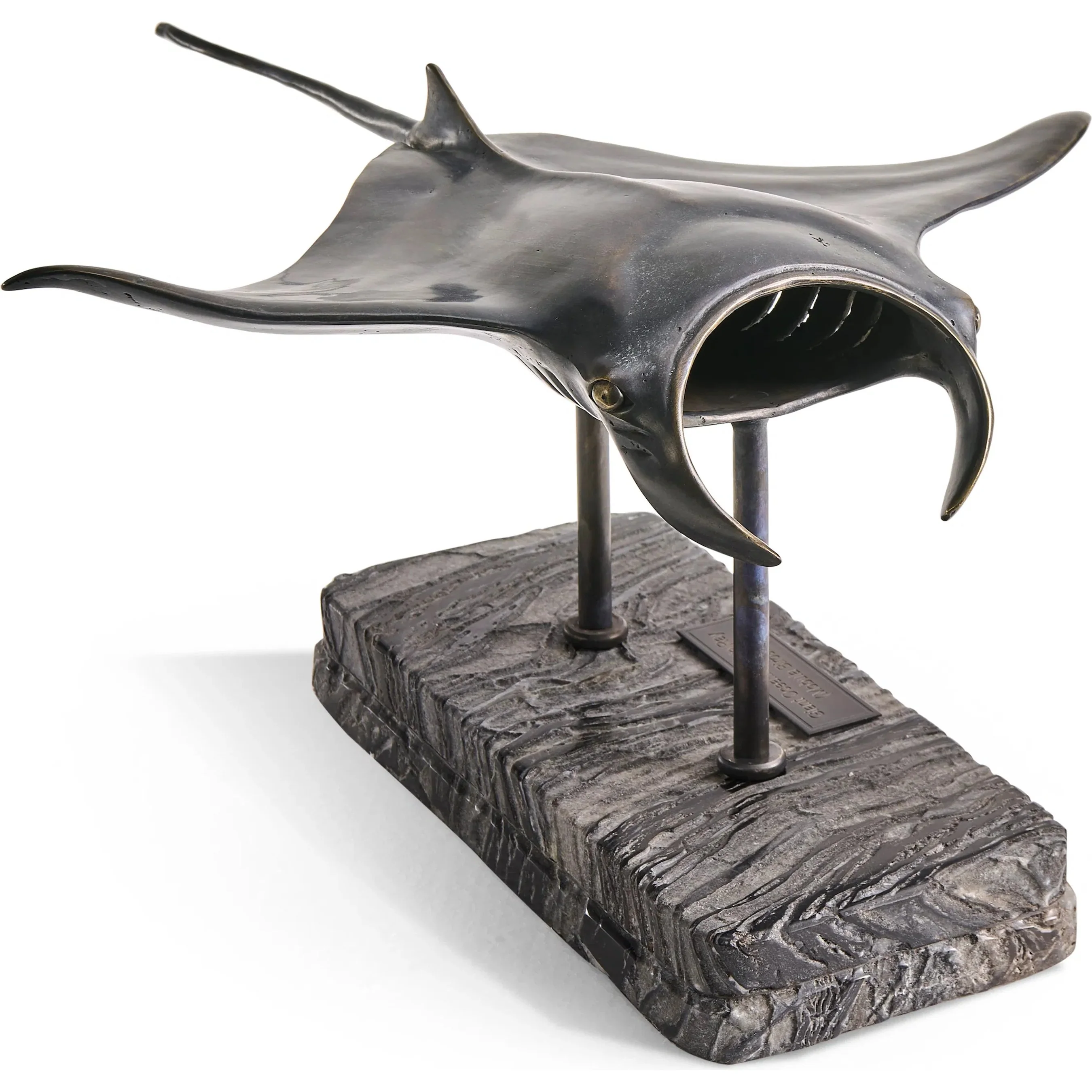 Manta Ray Bronze Statue with Marble Base - Image 3