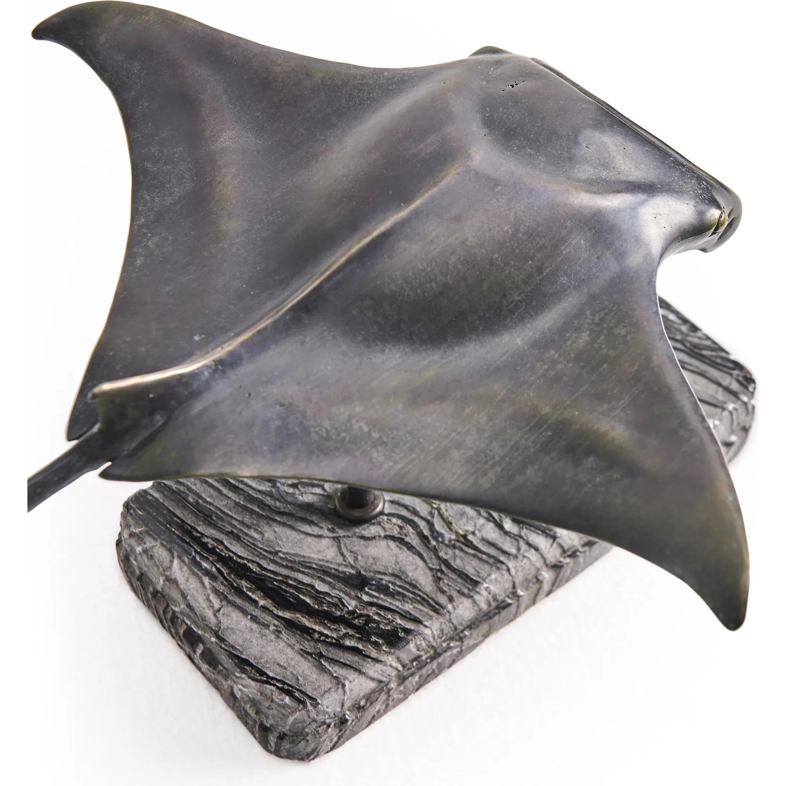 Manta Ray Bronze Statue with Marble Base - Image 9