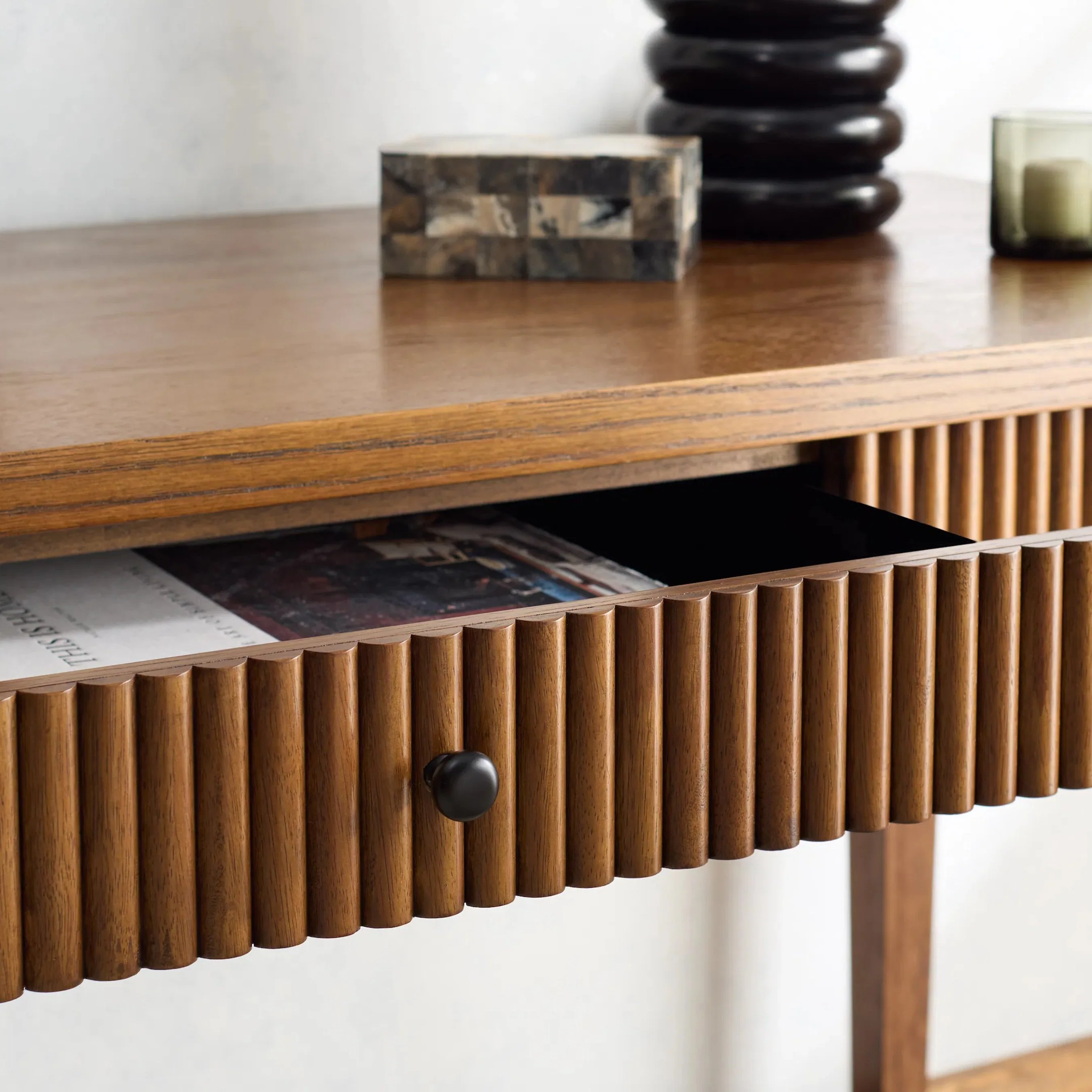 Marion 1 Drawer Reeded Desk - Image 10