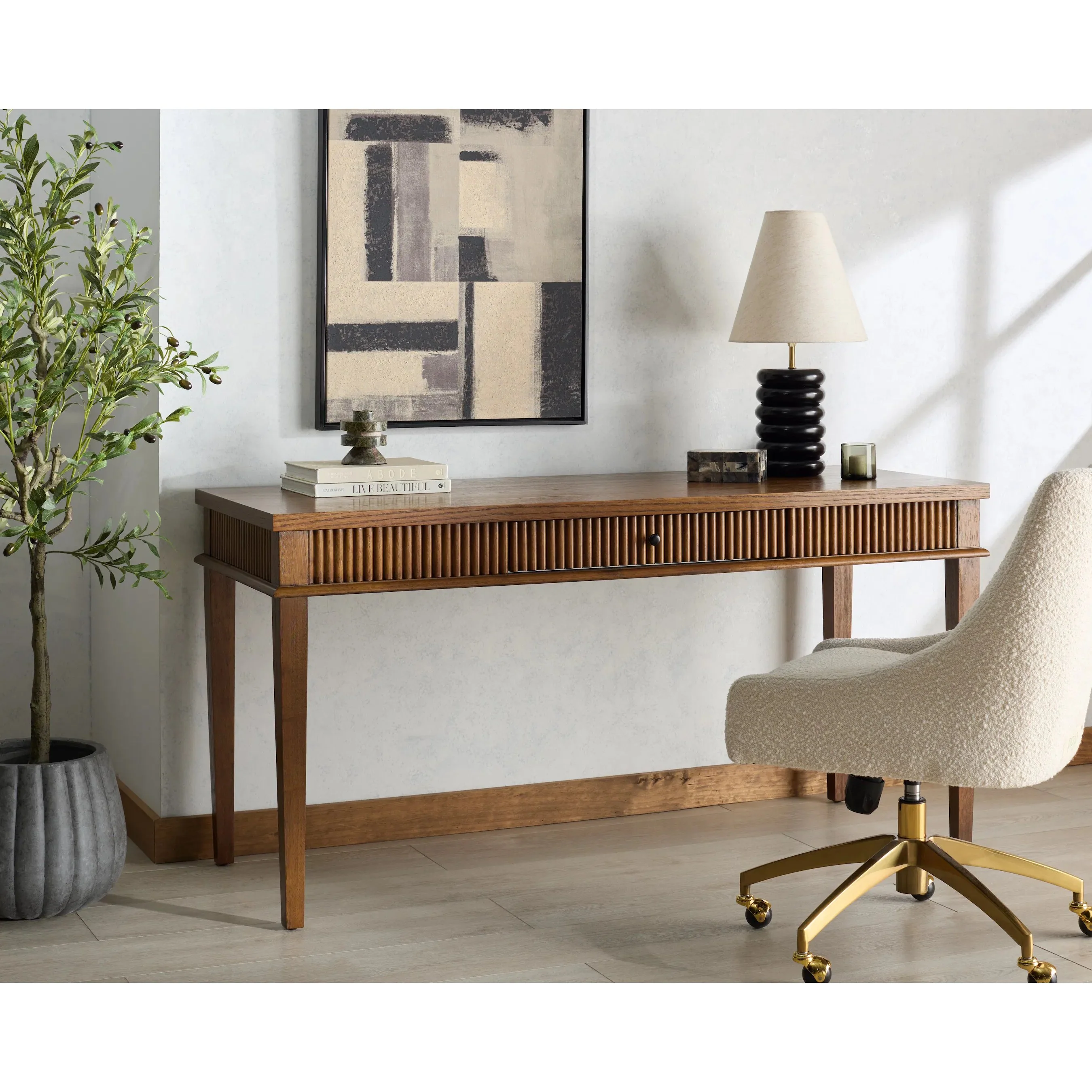 Marion 1 Drawer Reeded Desk - Image 11