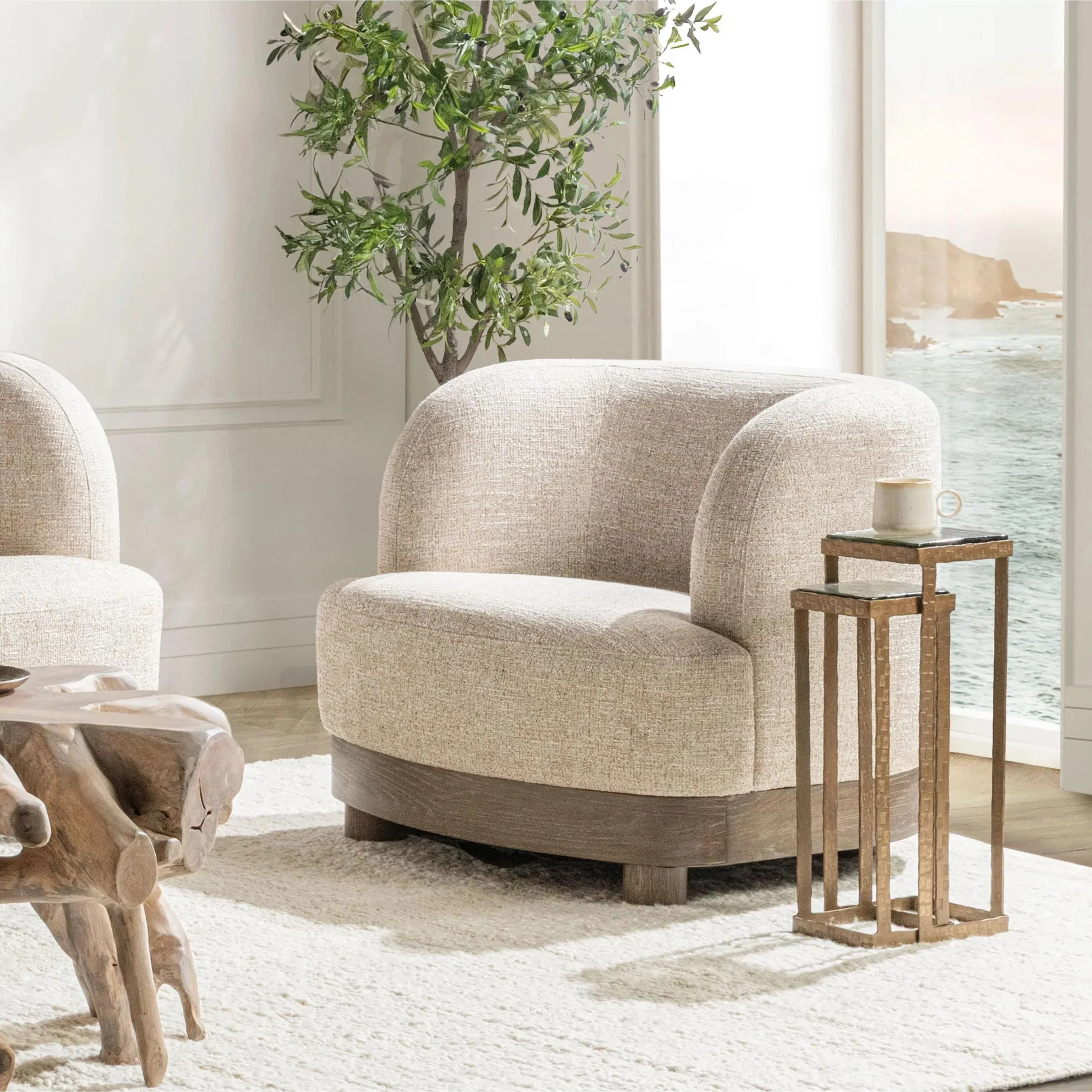 Meera Upholstered Fabric Accent Chair - Image 8