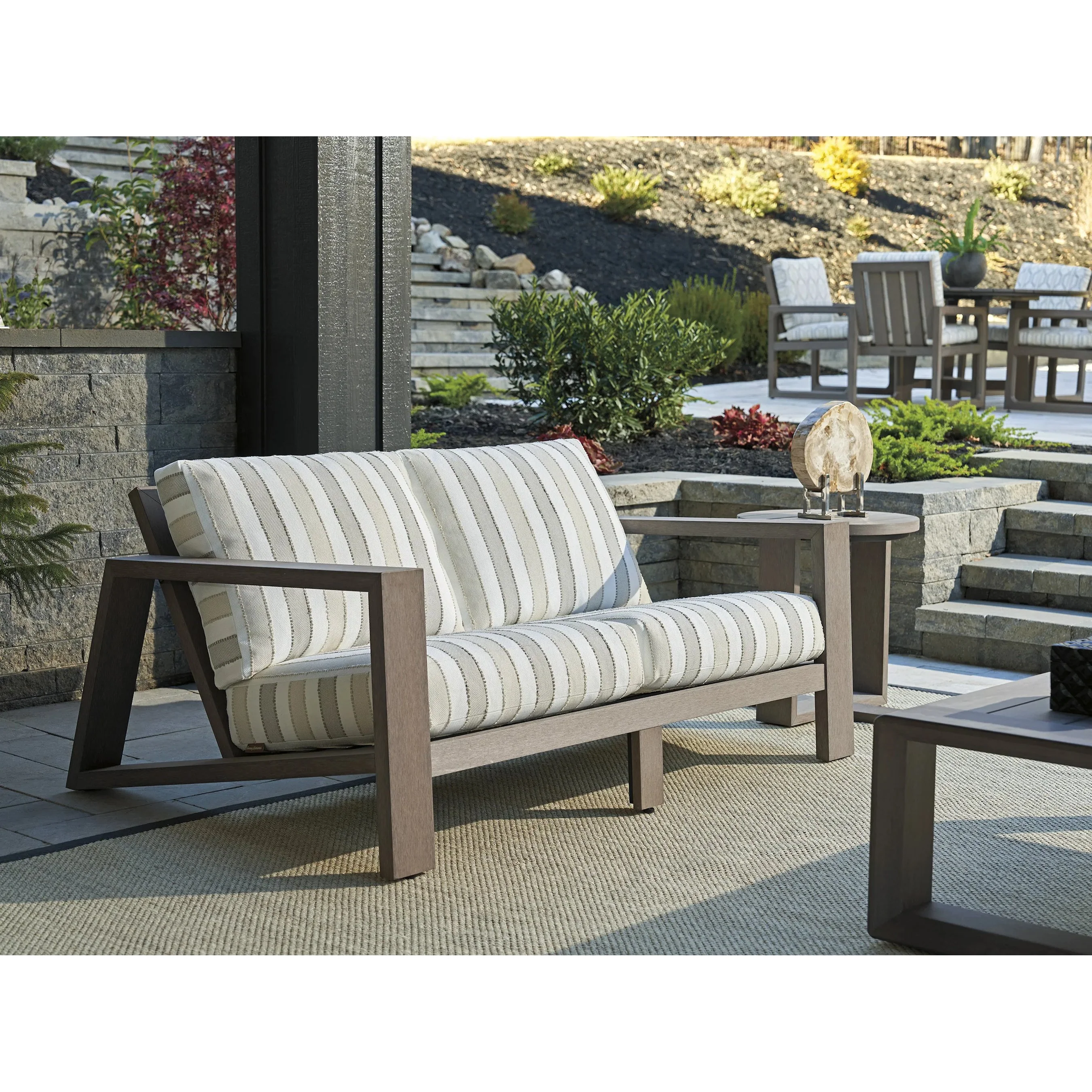 Mozambique Outdoor Striped Love Seat - Image 3