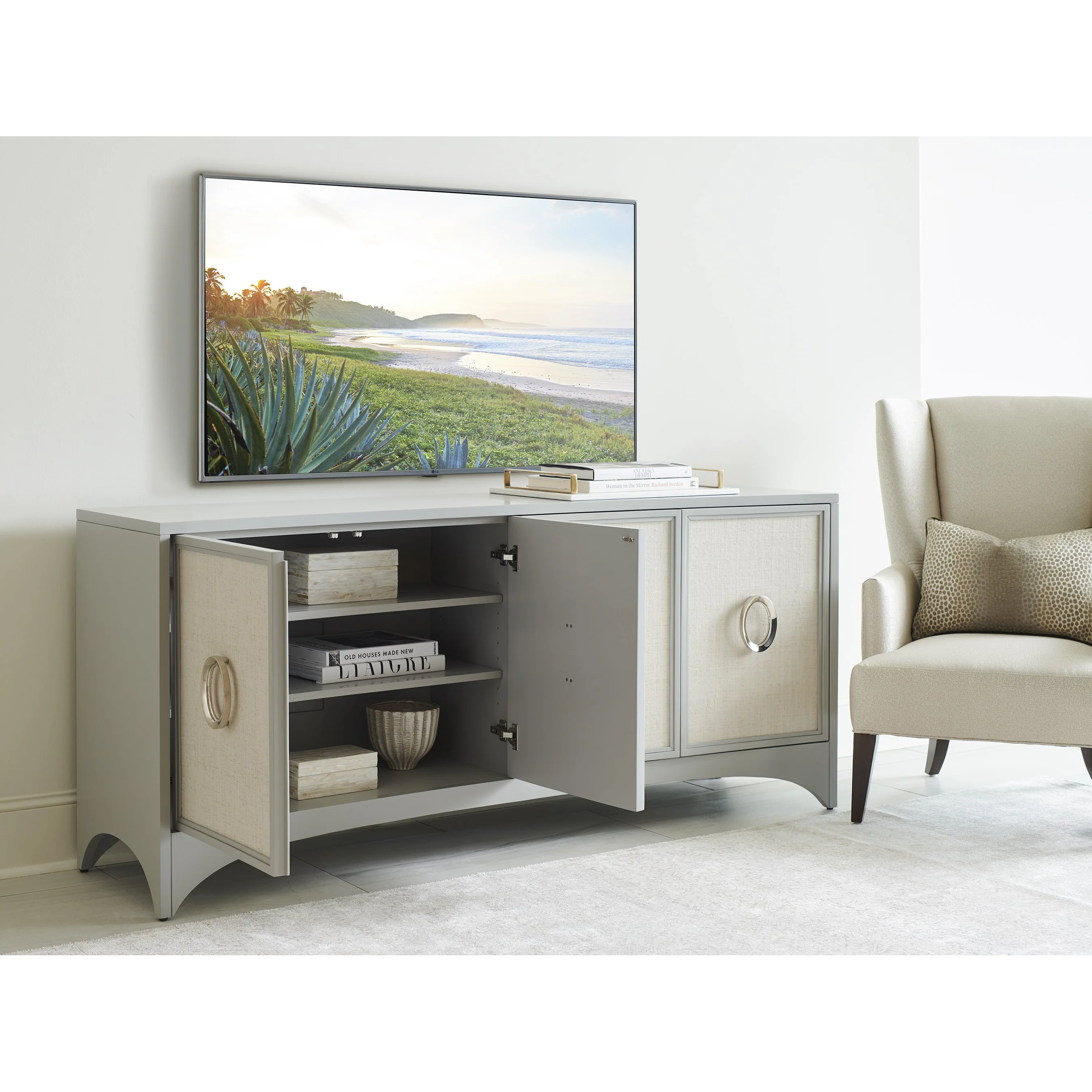 Newbury Park Raffia Media Console - Image 4