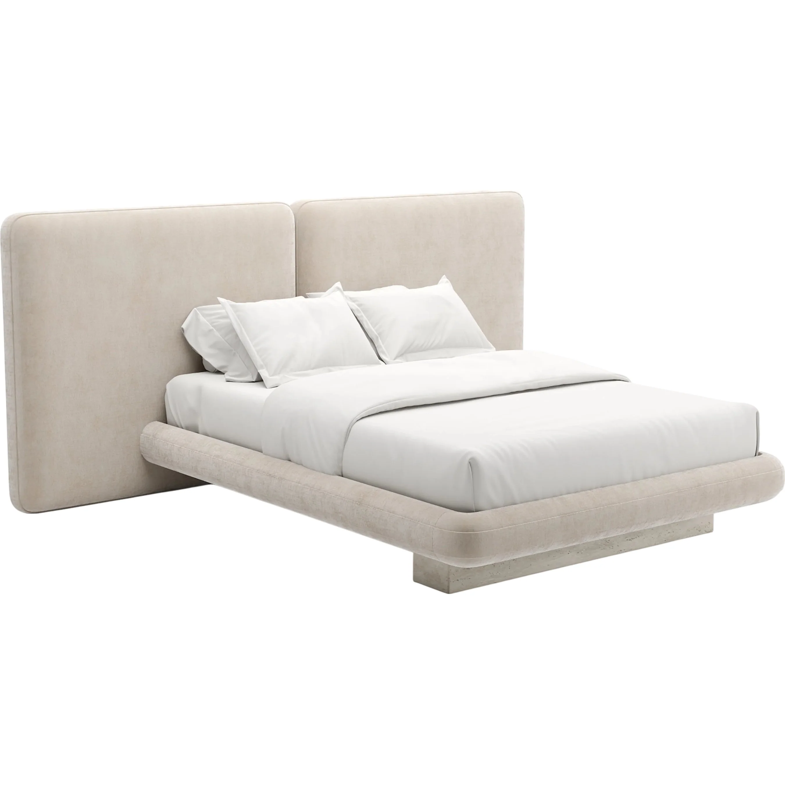 Overlap Upholstered 2 Panel Bed