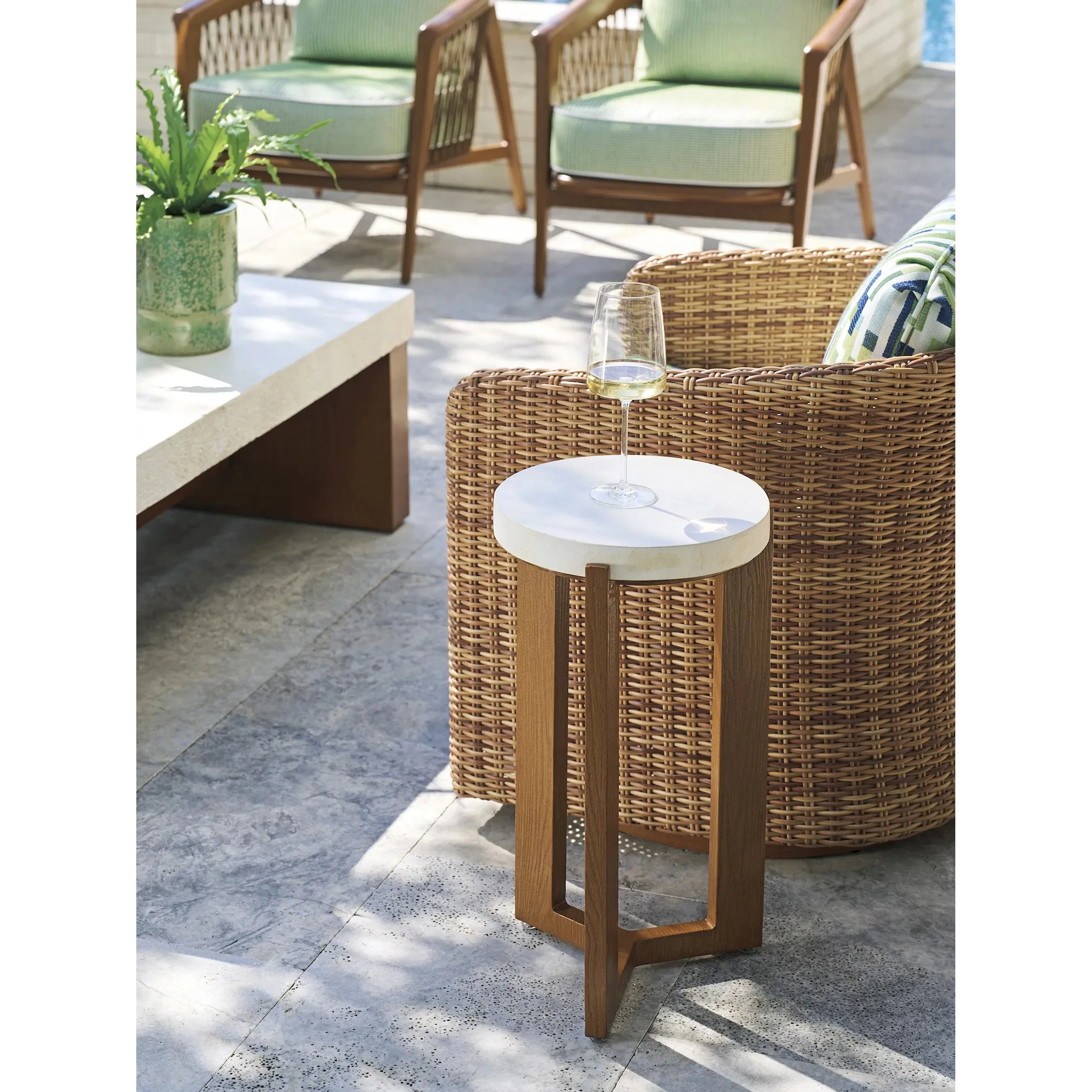 Palm Desert Poolside Round Accent Table - Image 5