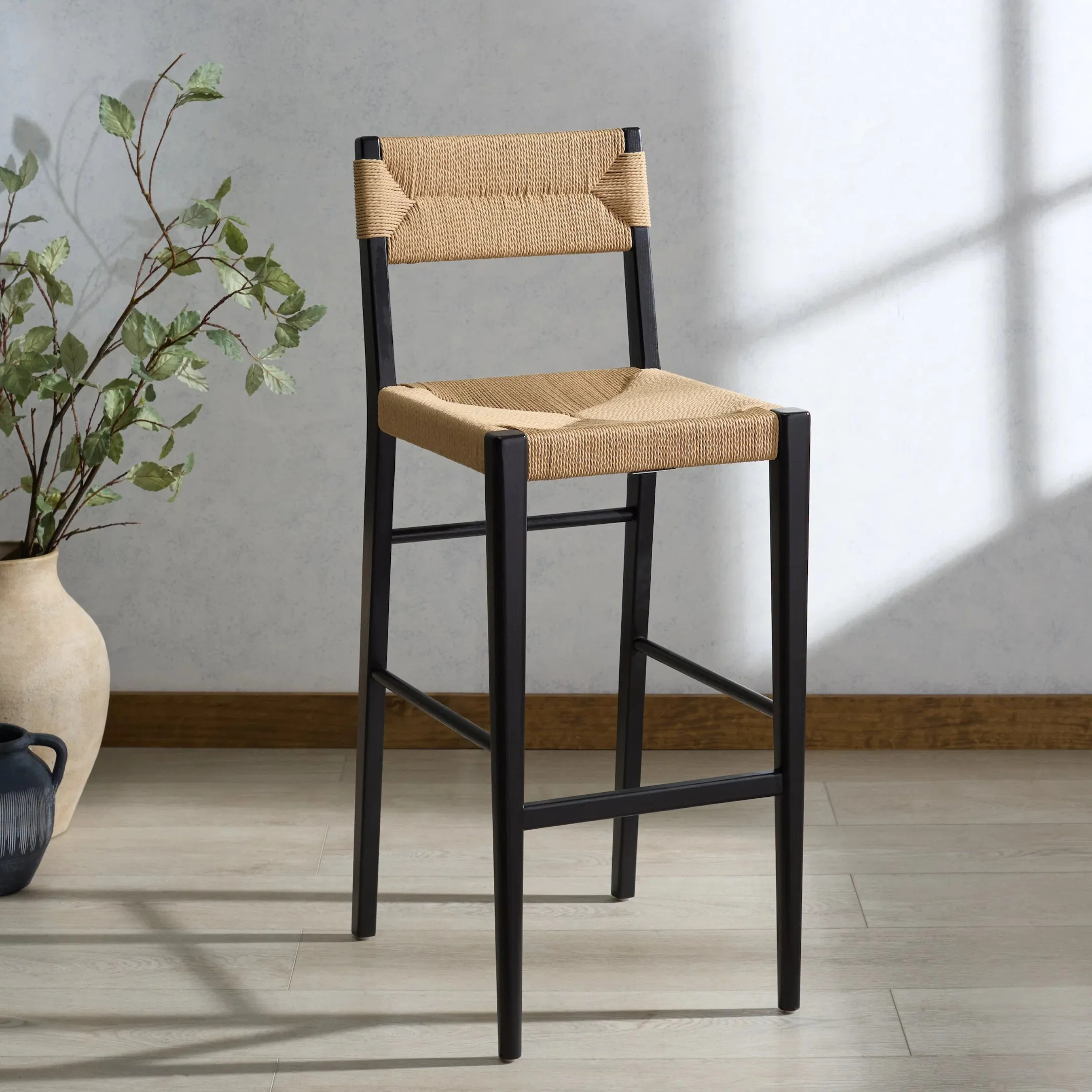 Peach Rattan Barstool - Image 15