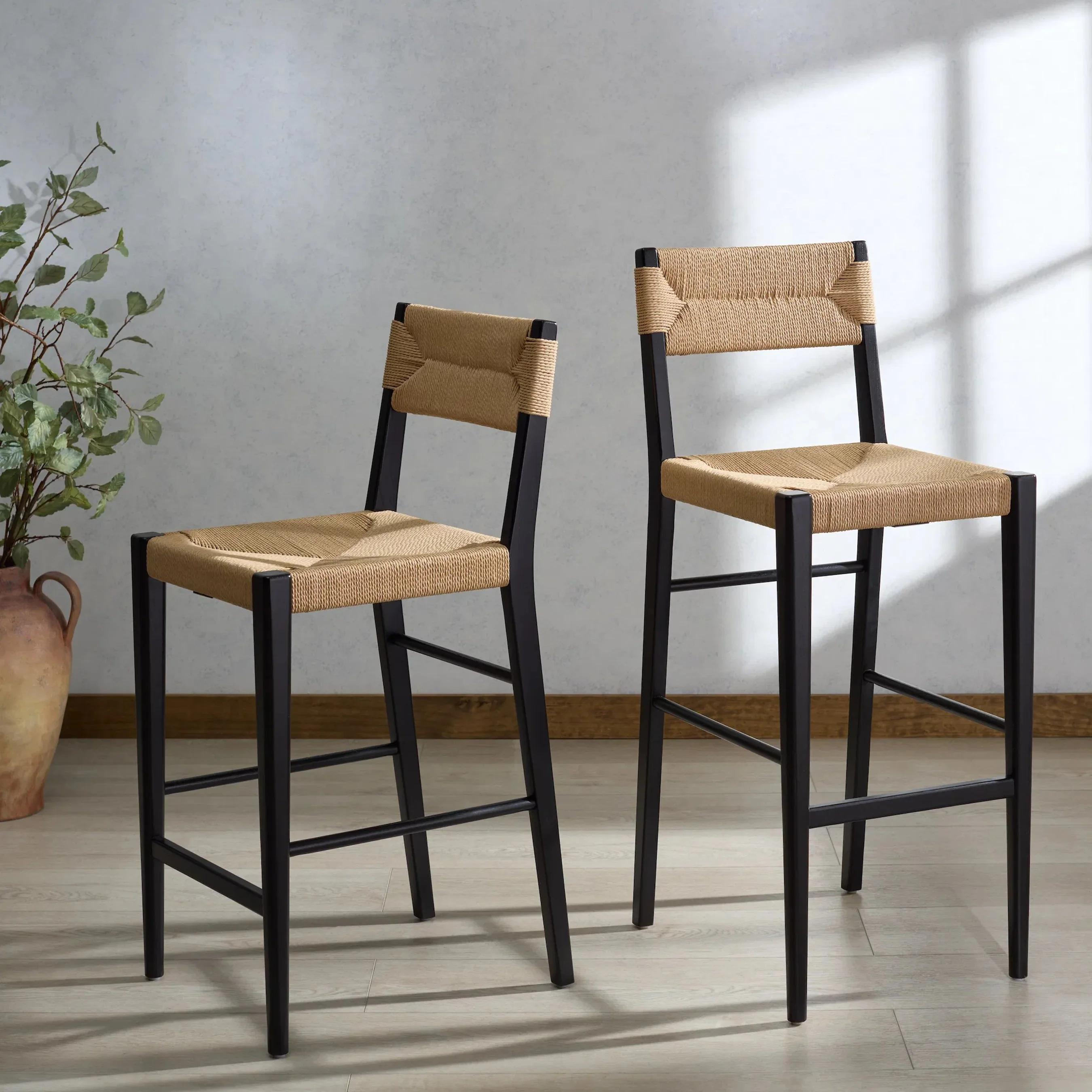 Peach Rattan Counter Stool - Image 16