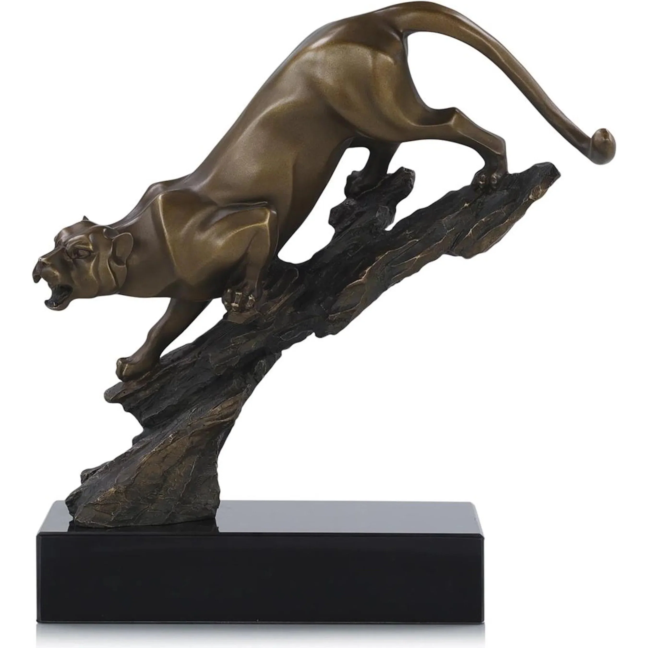Perched Predator Sculpture on Marble Base