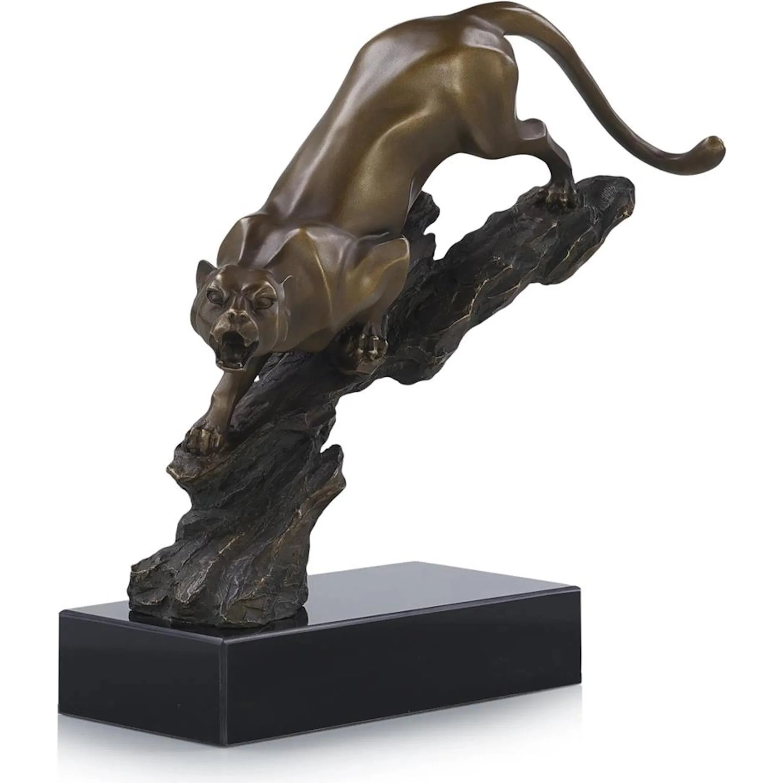 Perched Predator Sculpture on Marble Base - Image 2