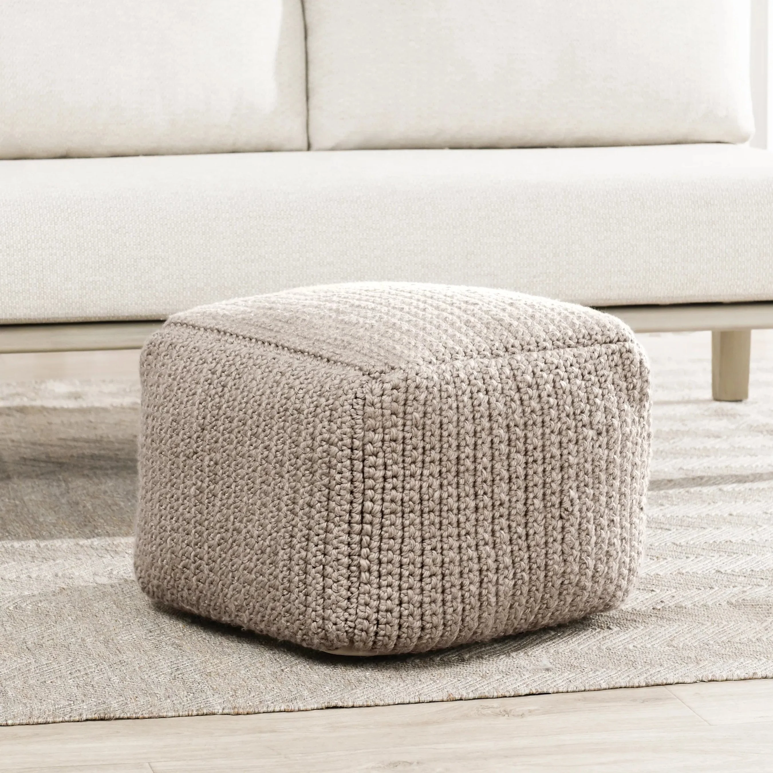 Prism Wide Handwoven Square Pouf - Image 13