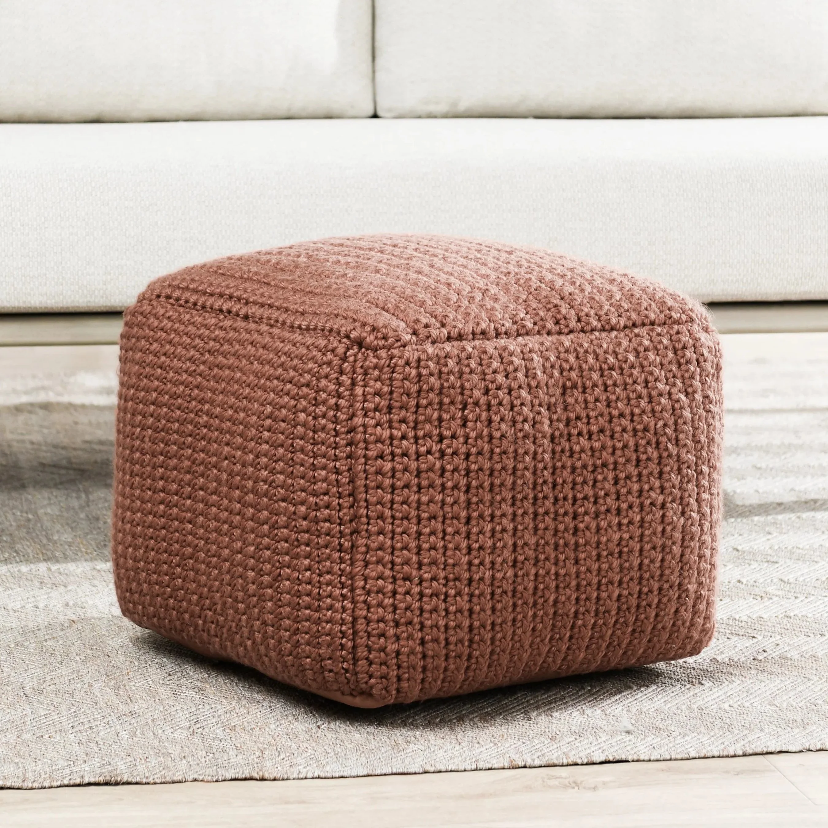 Prism Wide Handwoven Square Pouf - Image 14