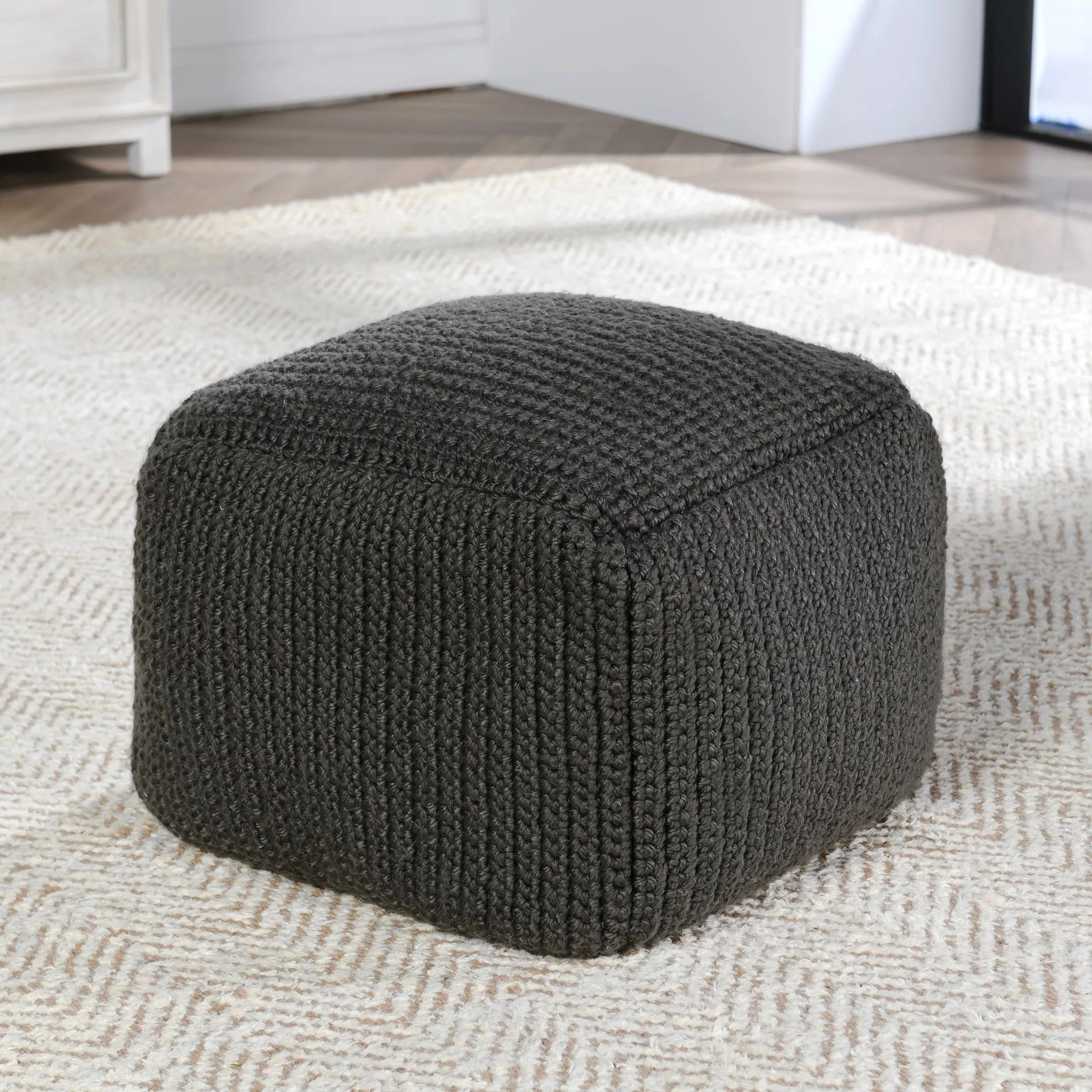 Prism Wide Handwoven Square Pouf - Image 16