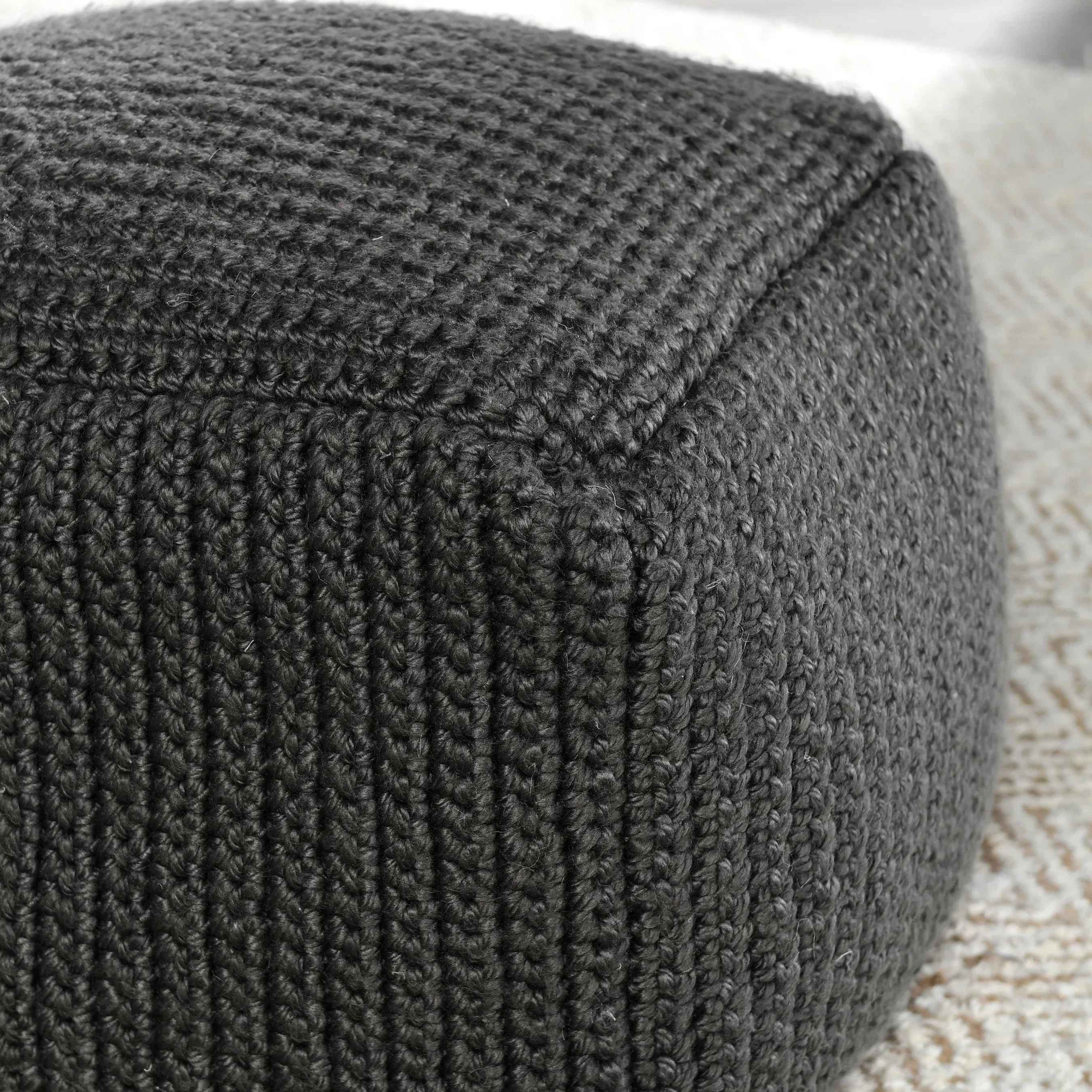 Prism Wide Handwoven Square Pouf - Image 8