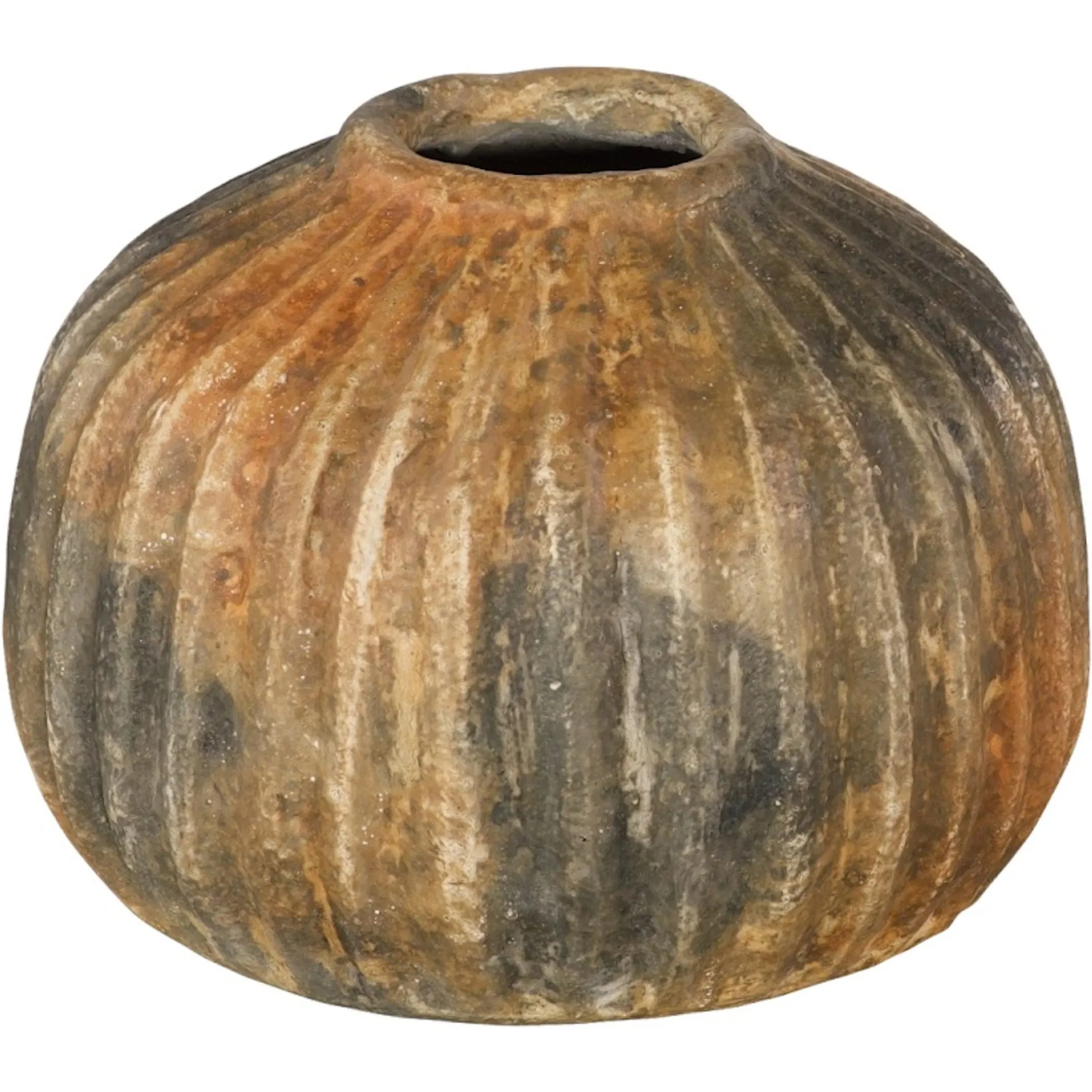 Raw Umber Ribbed Vase - Image 2