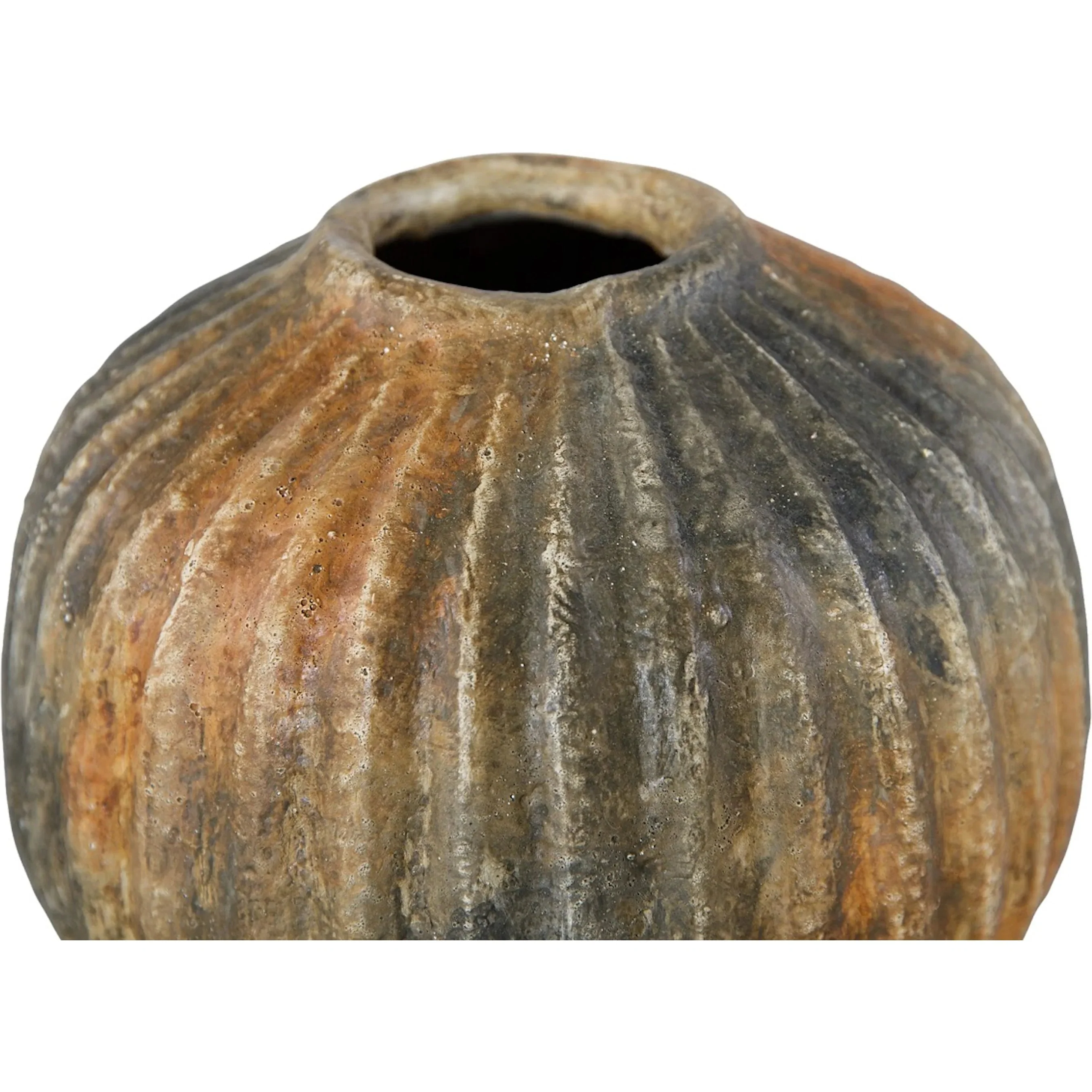 Raw Umber Ribbed Vase - Image 4