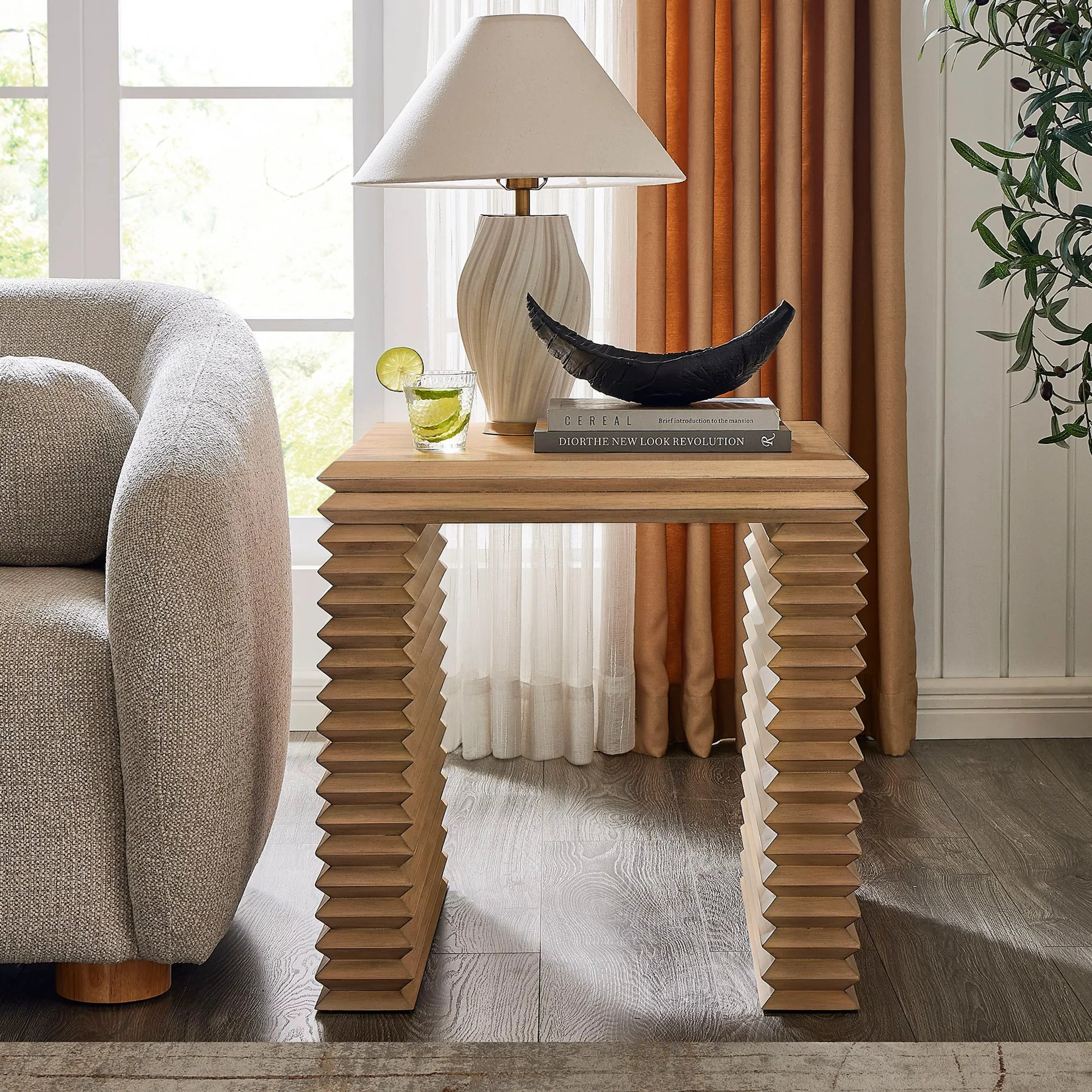 Real Square 24" Stacked Design End Table - Image 4