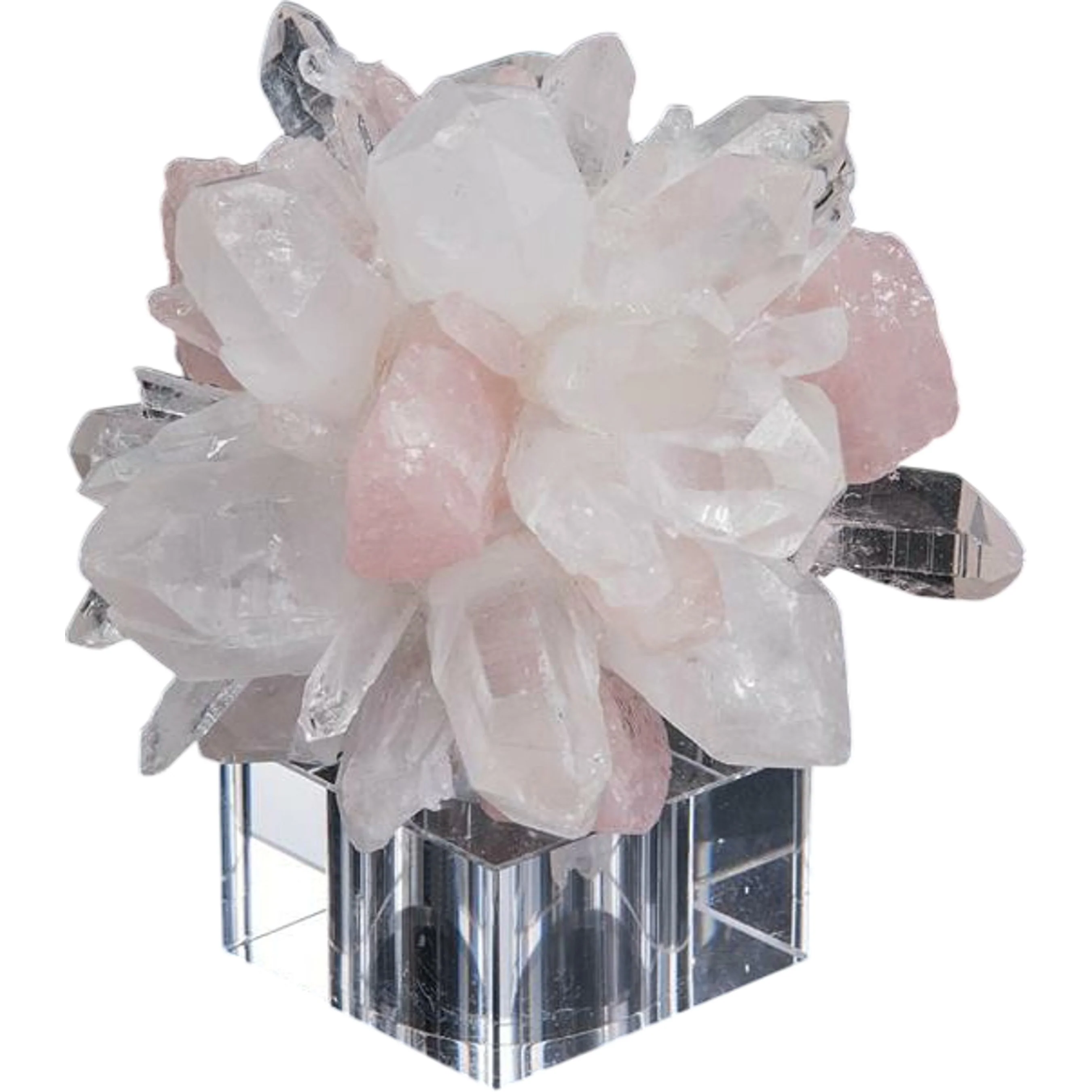 Rock Quartz Points with Rose Quartz Ball