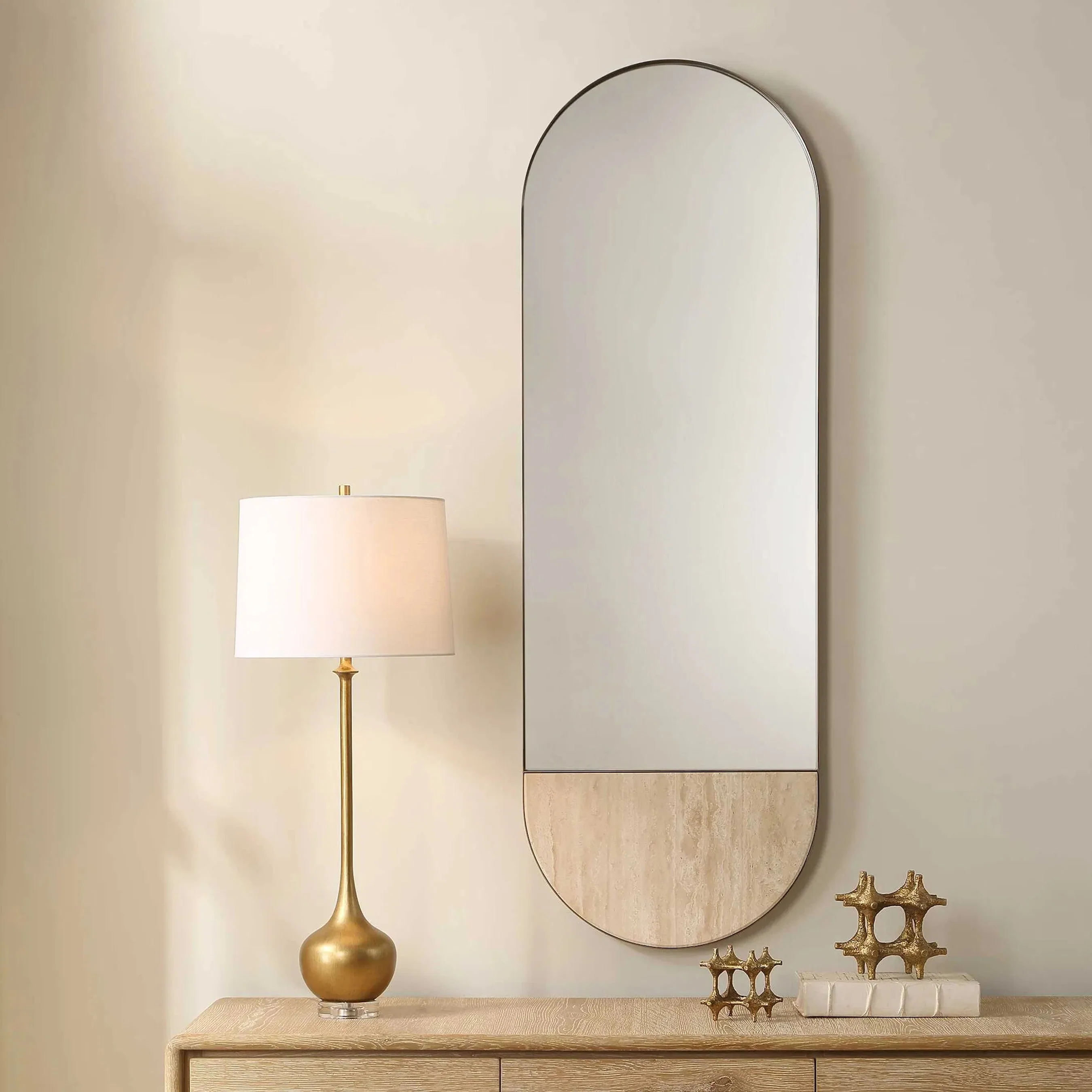Russo Travertine Tall Oval Mirror - Image 3