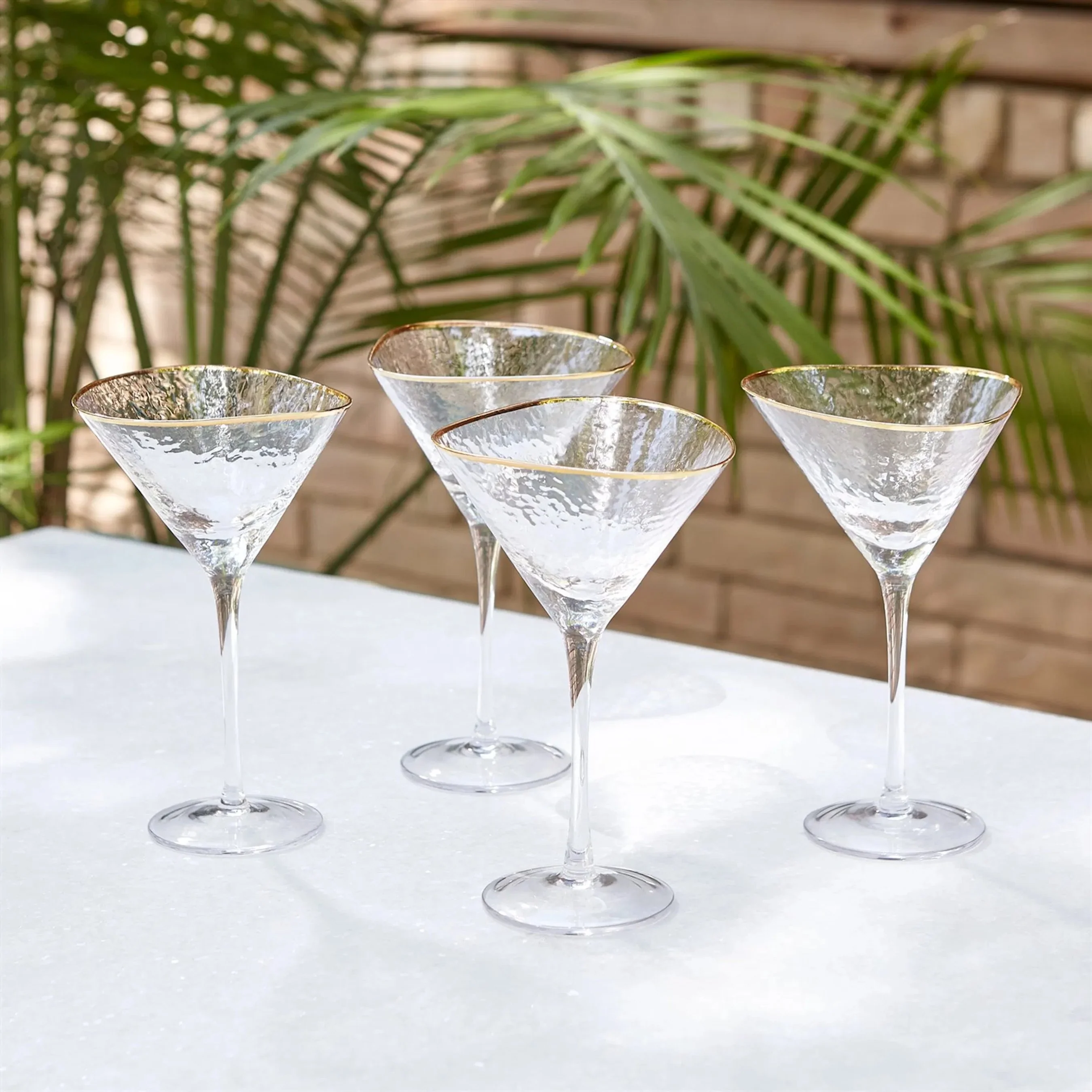 S/4 Hammered Martini Glasses - Image 2