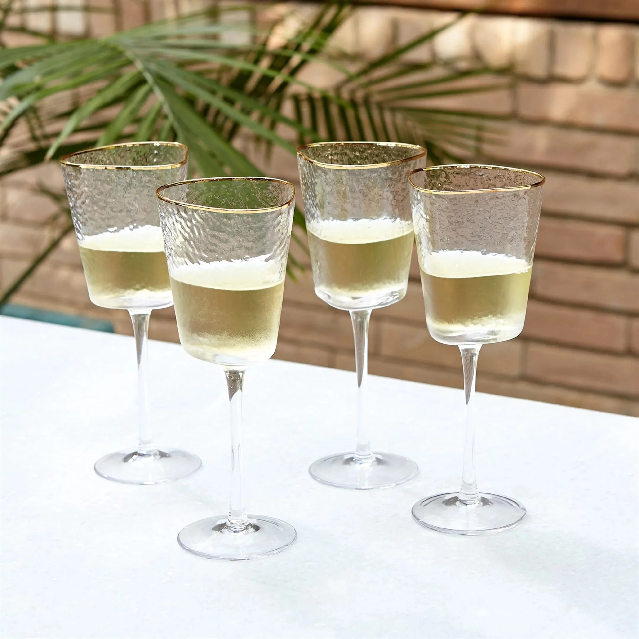 S/4 Hammered Wine Glasses - Image 3