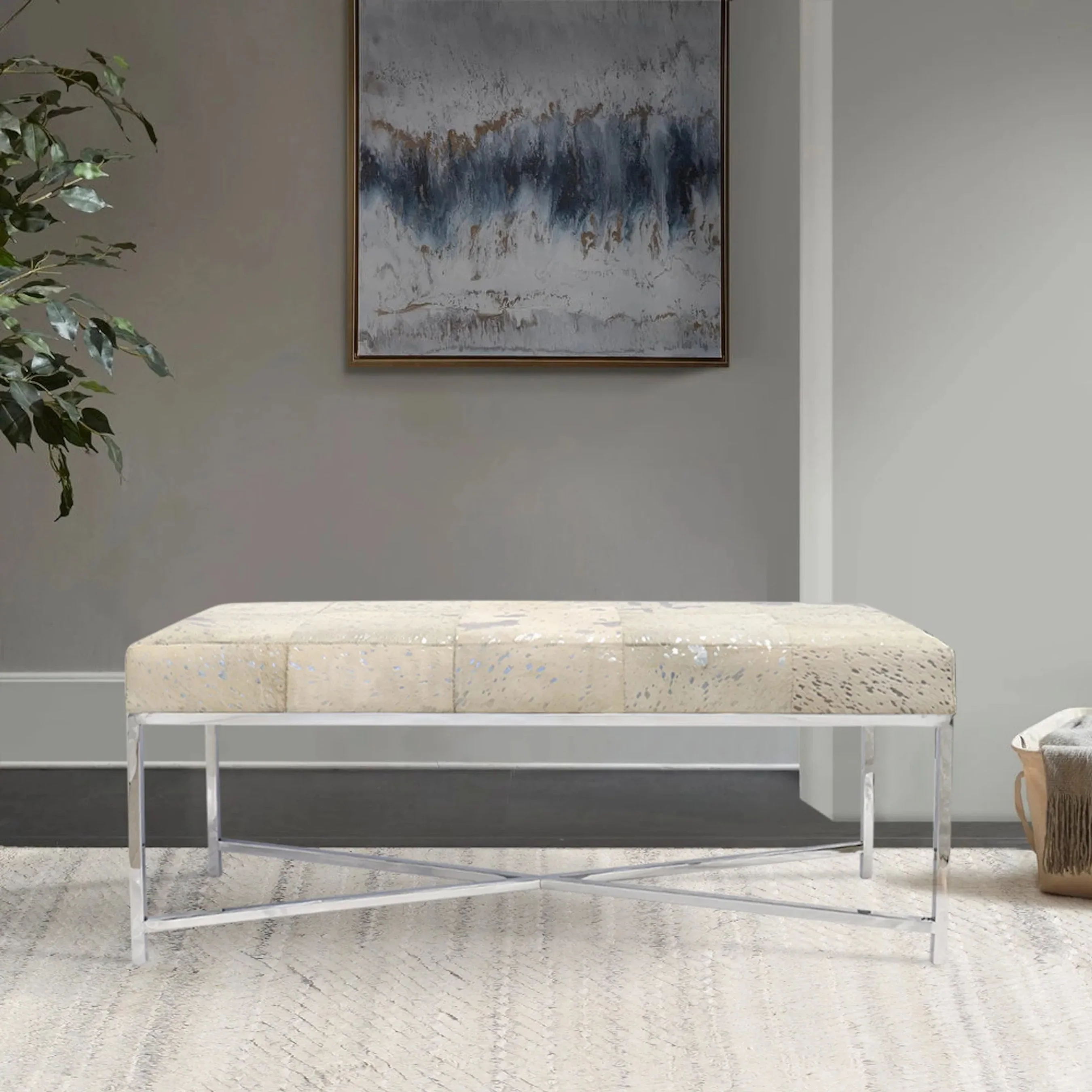 Safari Steel & Cowhide Bench - PGN-1304 - Image 5