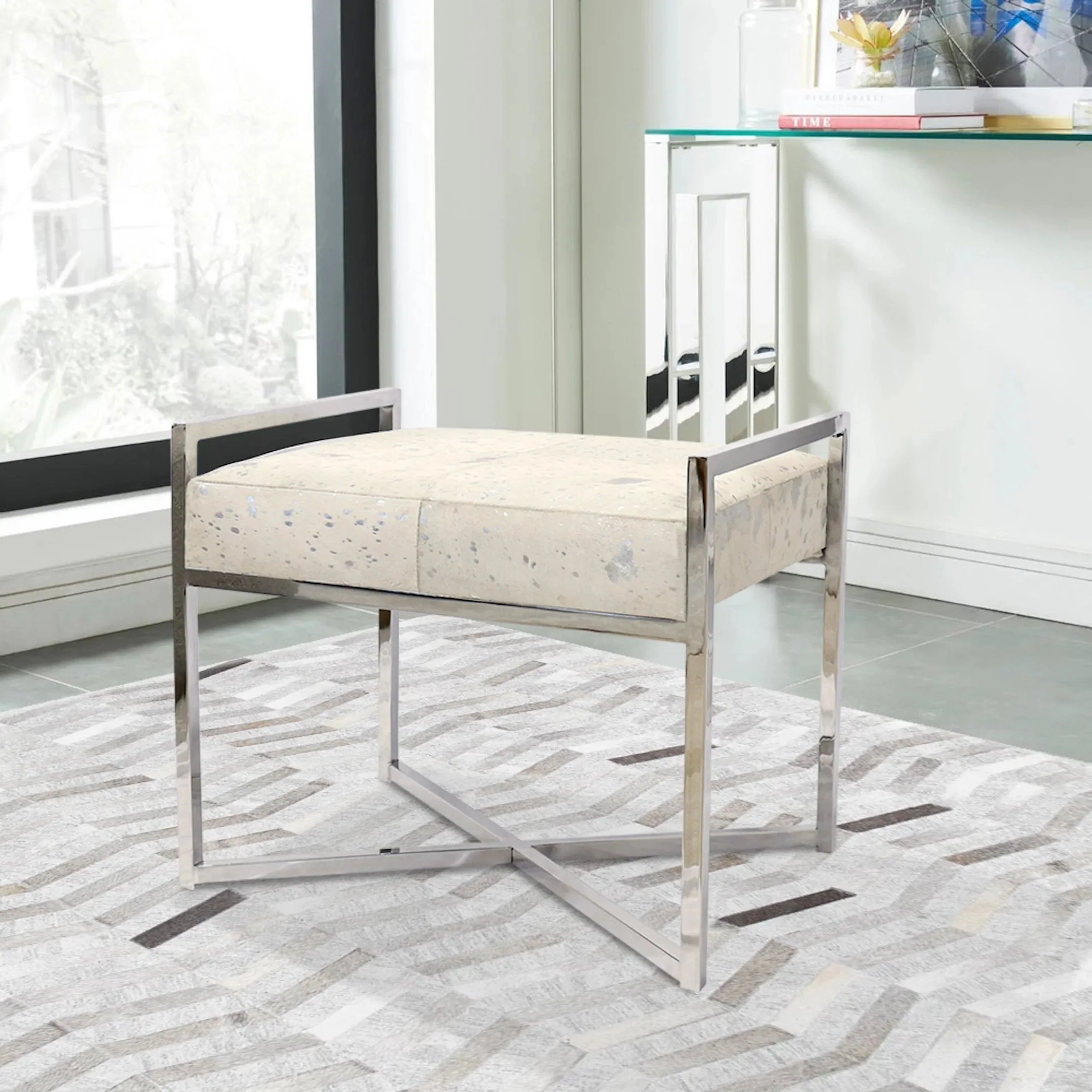 Safari Steel & Cowhide Bench - PGN-1306 - Image 5