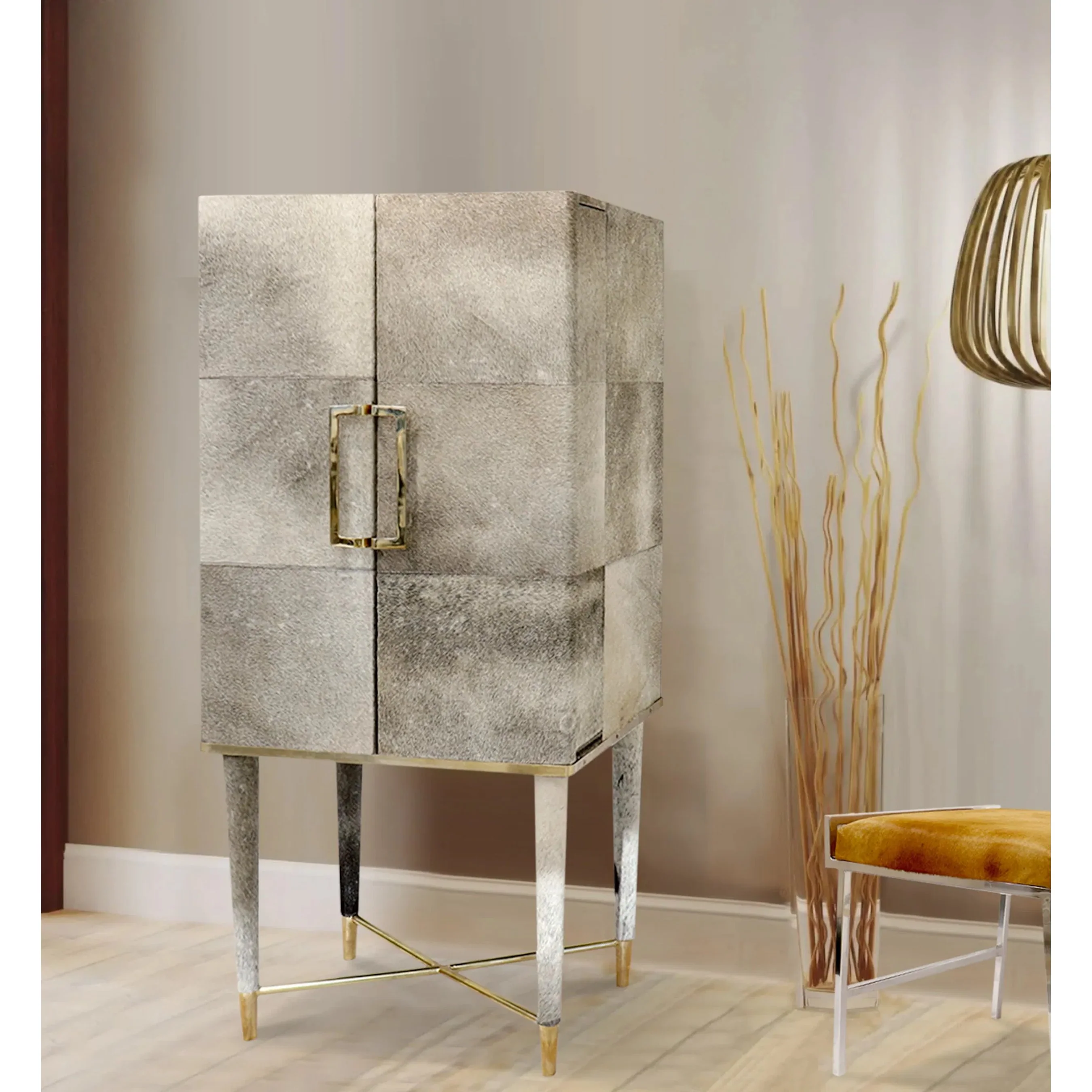 Safari Steel & Cowhide Cabinet - PGN-847 - Image 9
