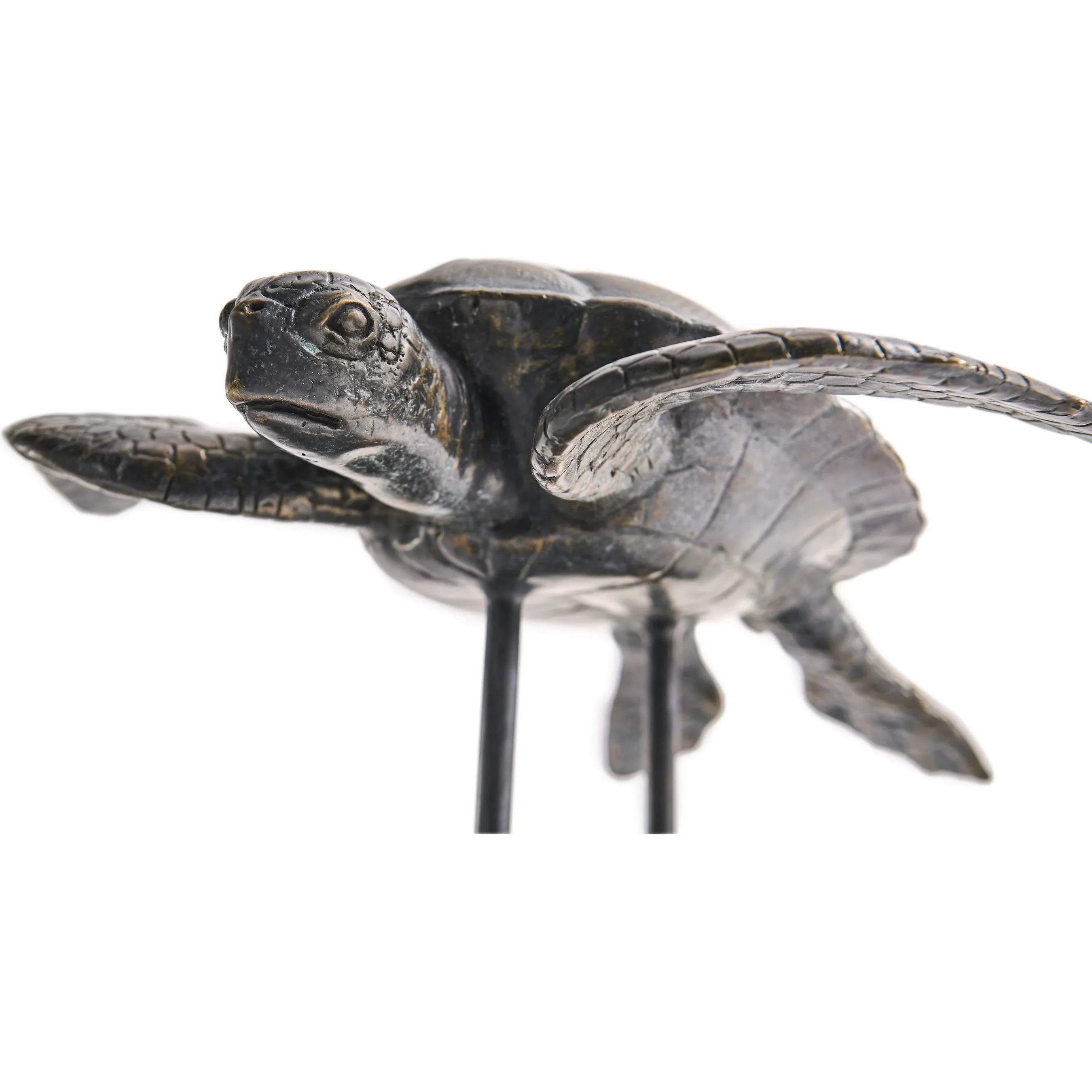 Sea Tortoise Bronze Statue with Marble Base - Image 10