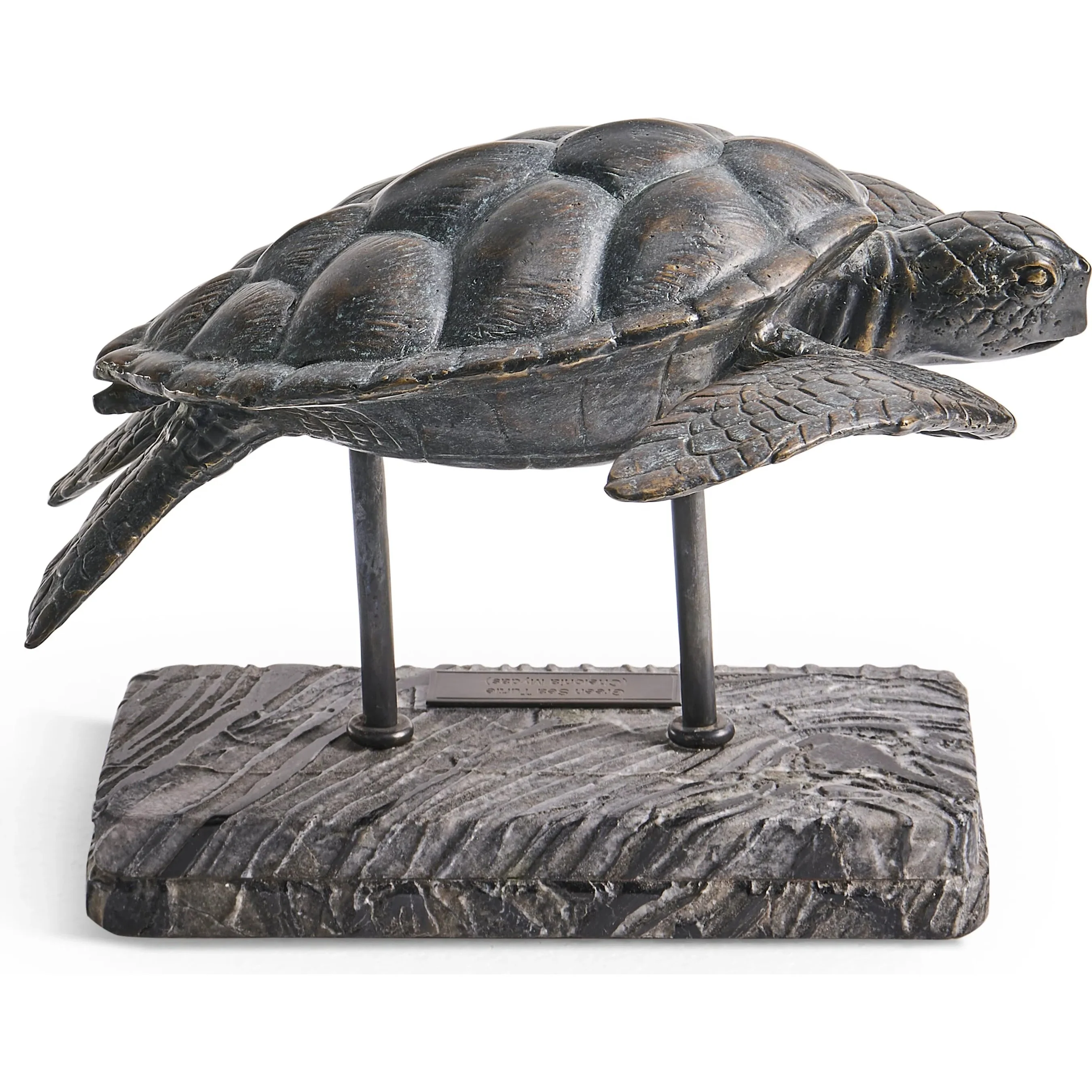 Sea Tortoise Bronze Statue with Marble Base - Image 2