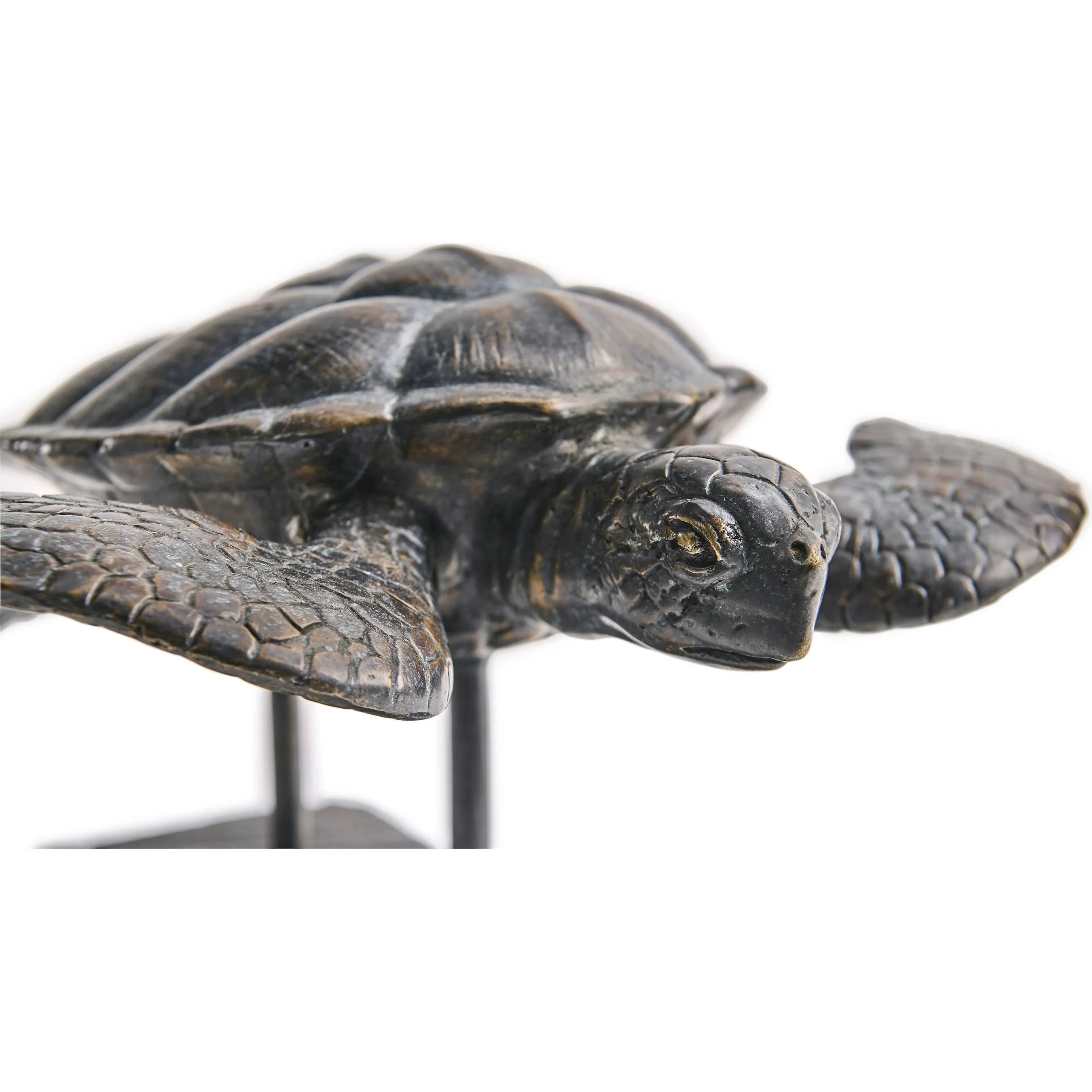 Sea Tortoise Bronze Statue with Marble Base - Image 7