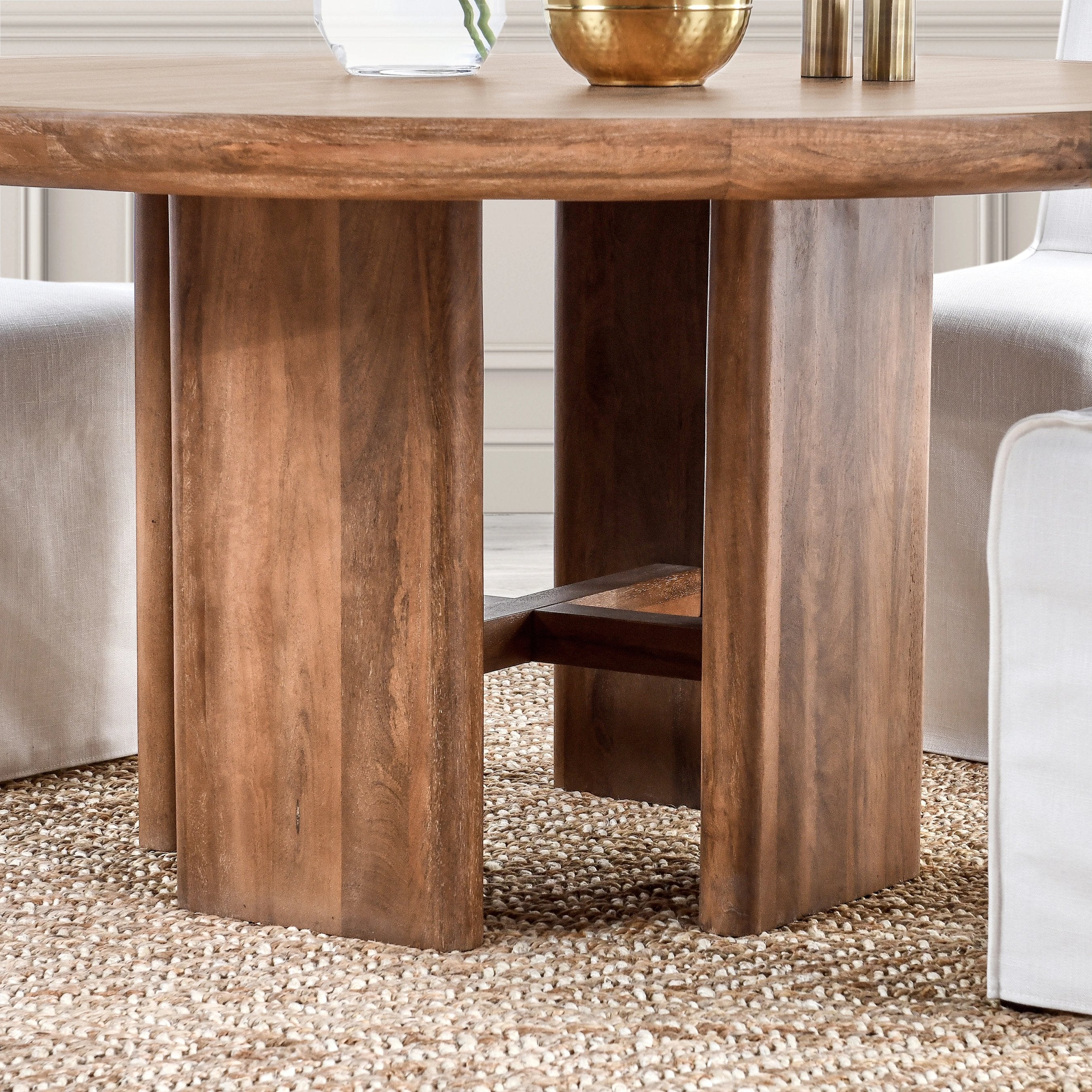 Selena Round Mango Wood Dining Table - Image 9