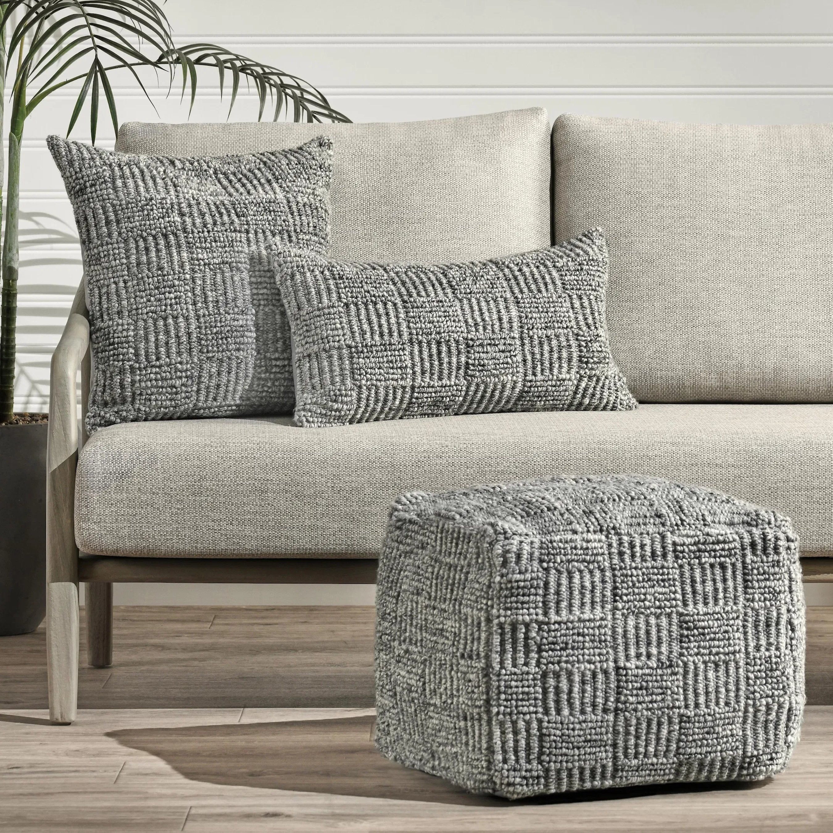 Shades Recycled Fabric Indoor Outdoor Pouf - Image 4