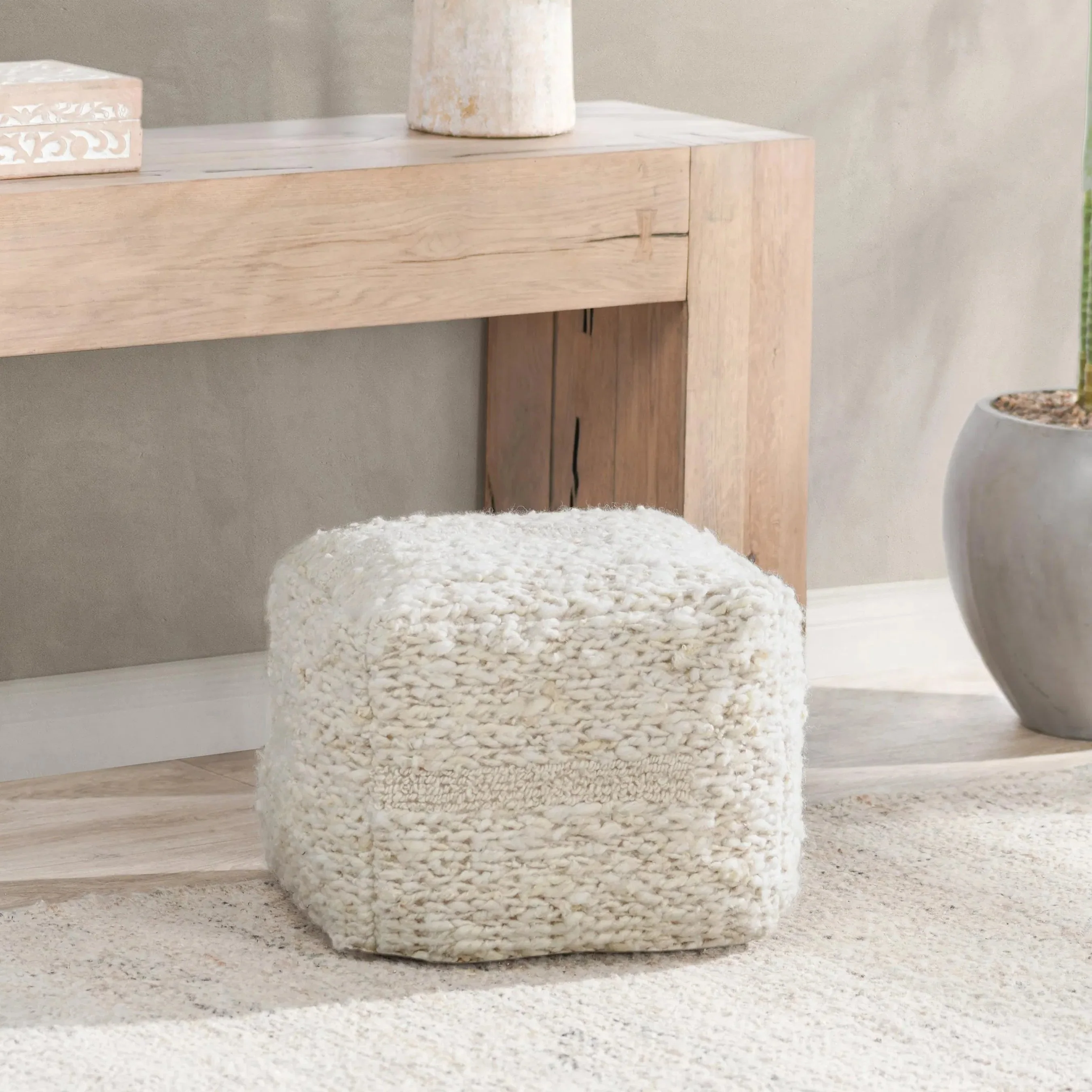 Sinclair Ivory Pouf - Image 4