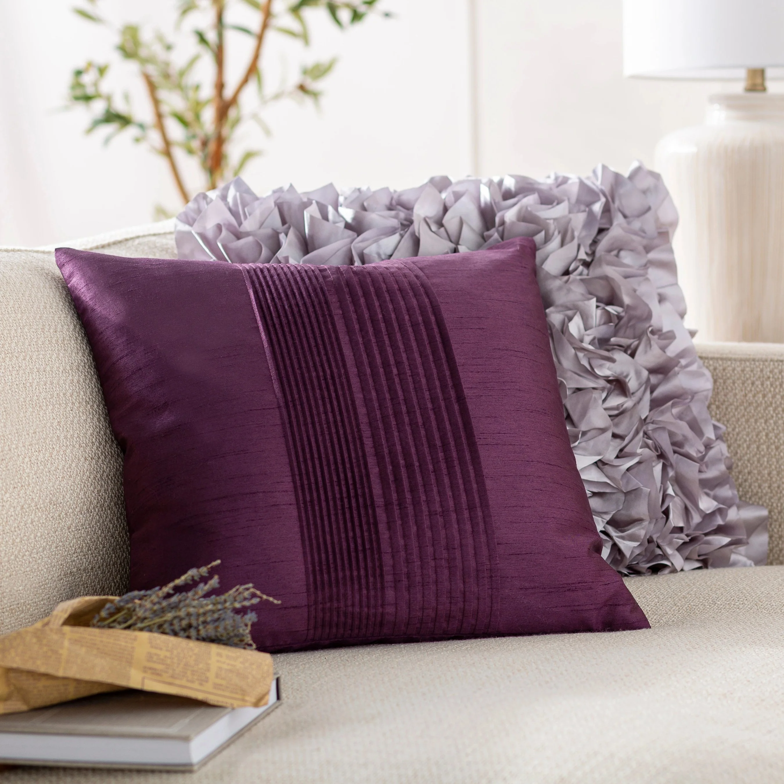 Solid Pleated Pillow - 21333 - Image 11