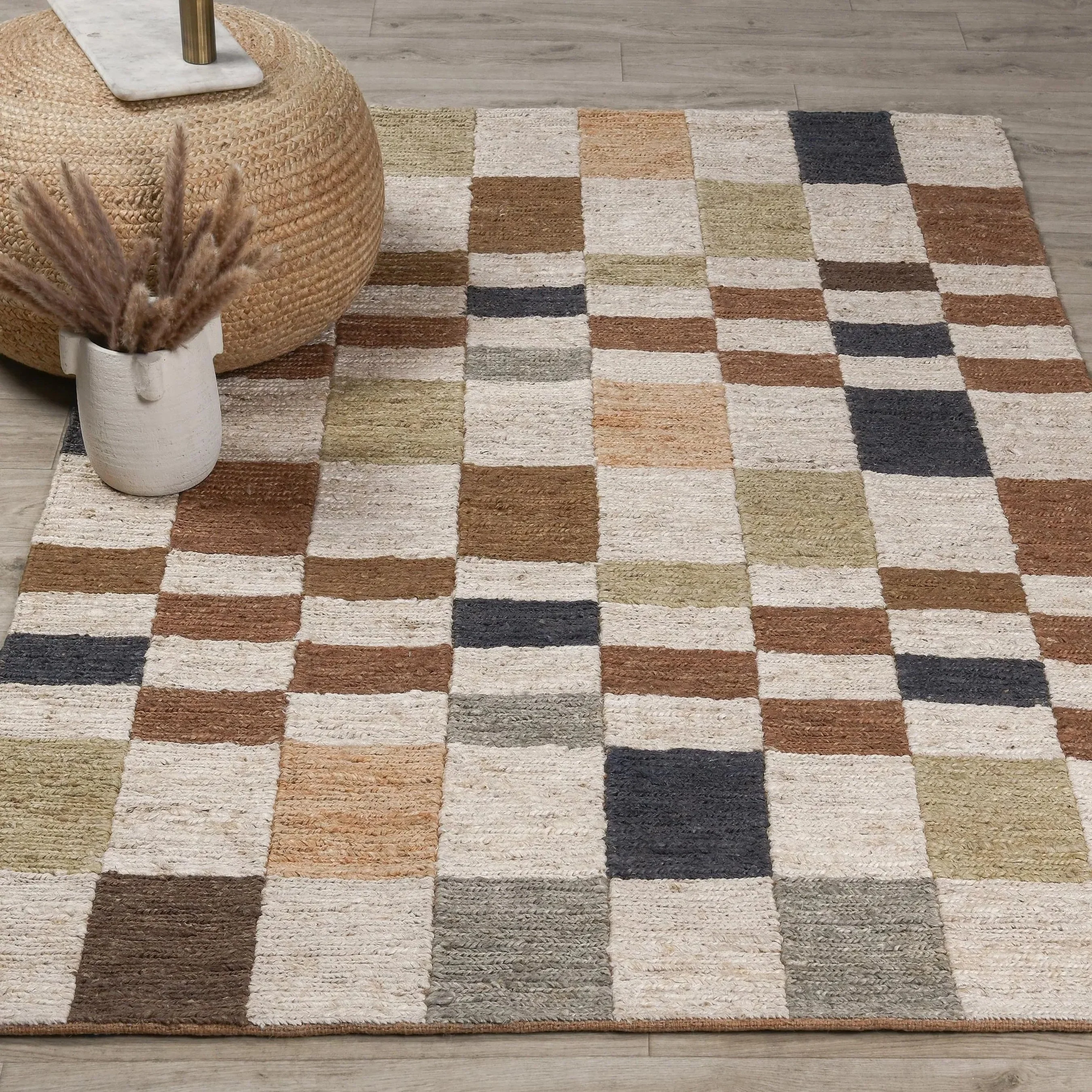 Soumak Jute Checkered Multi-Color Rug - Image 17