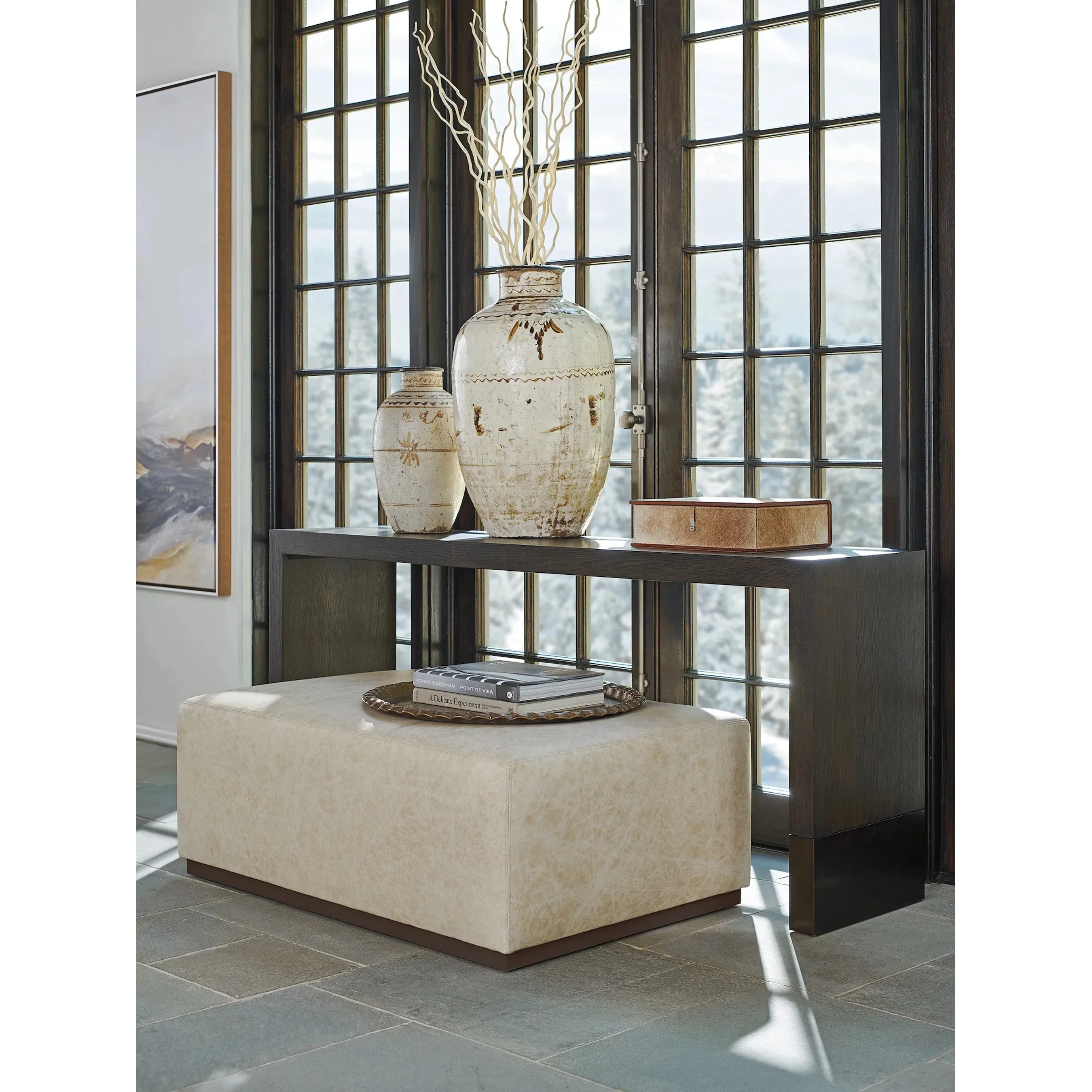 Sterling Leather Cocktail Ottoman - Image 2