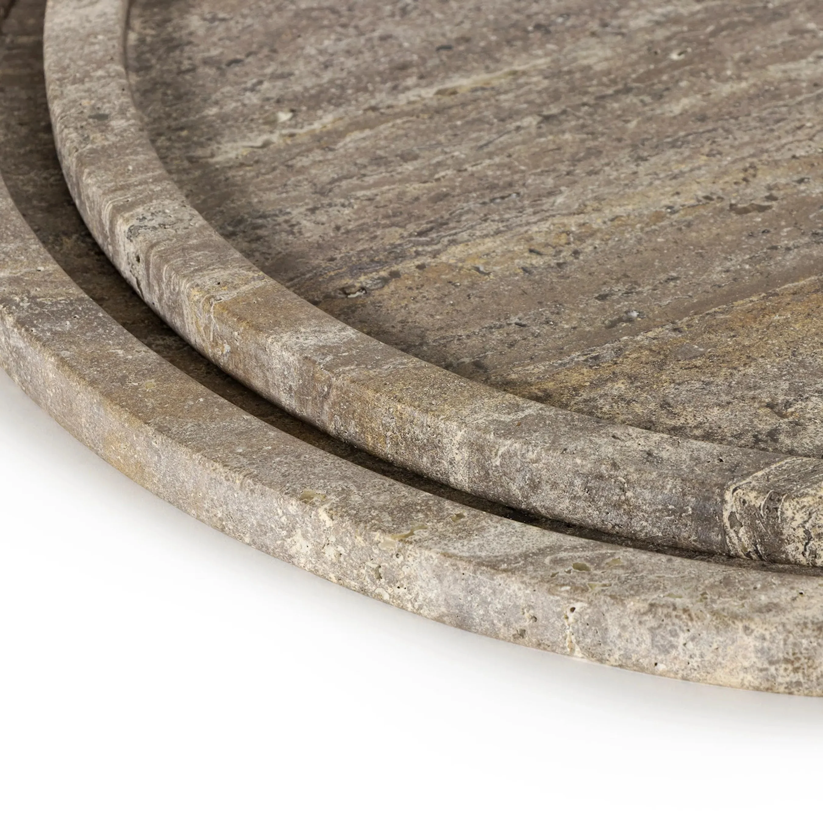 Sutton Round Travertine Tray Set - Image 3
