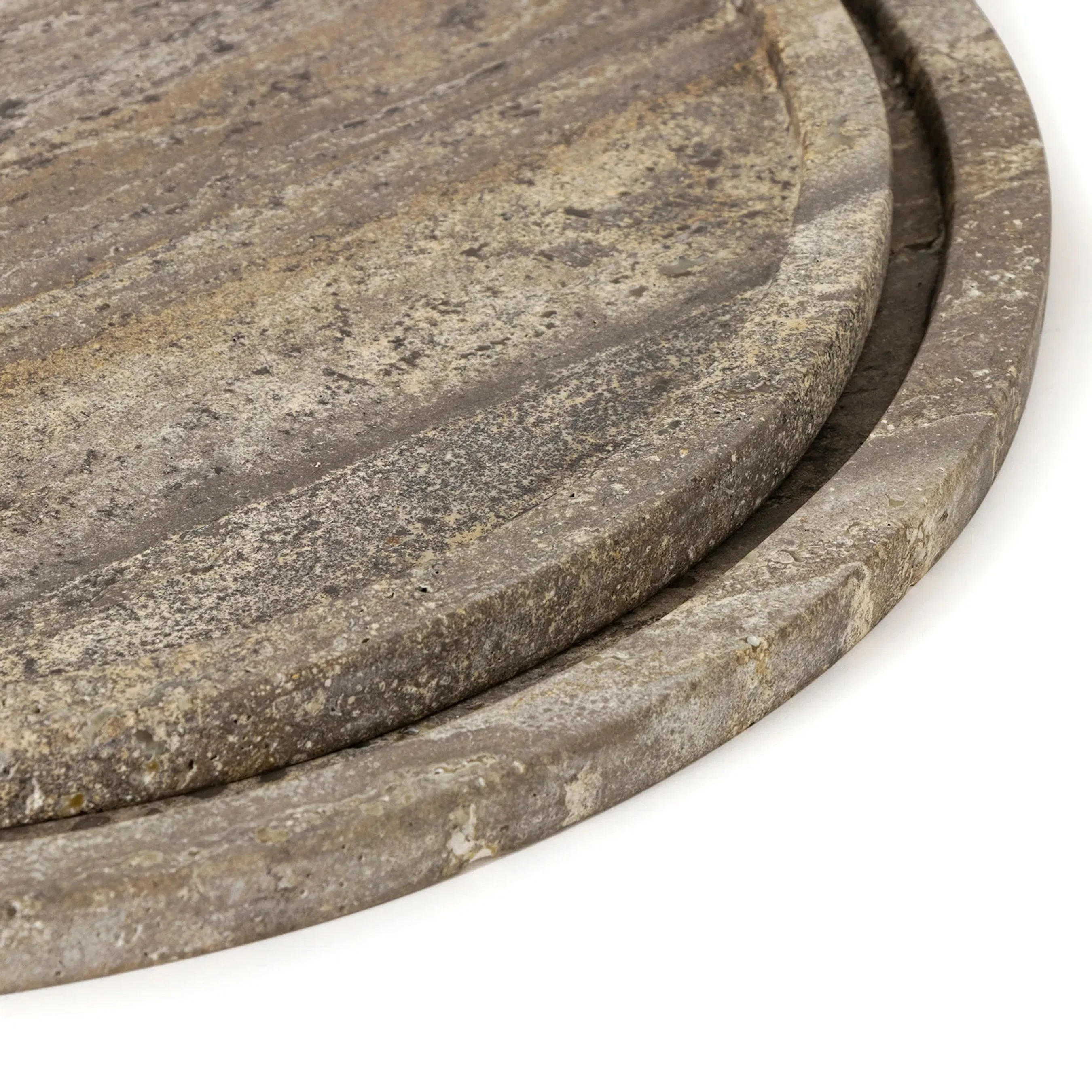 Sutton Round Travertine Tray Set - Image 4