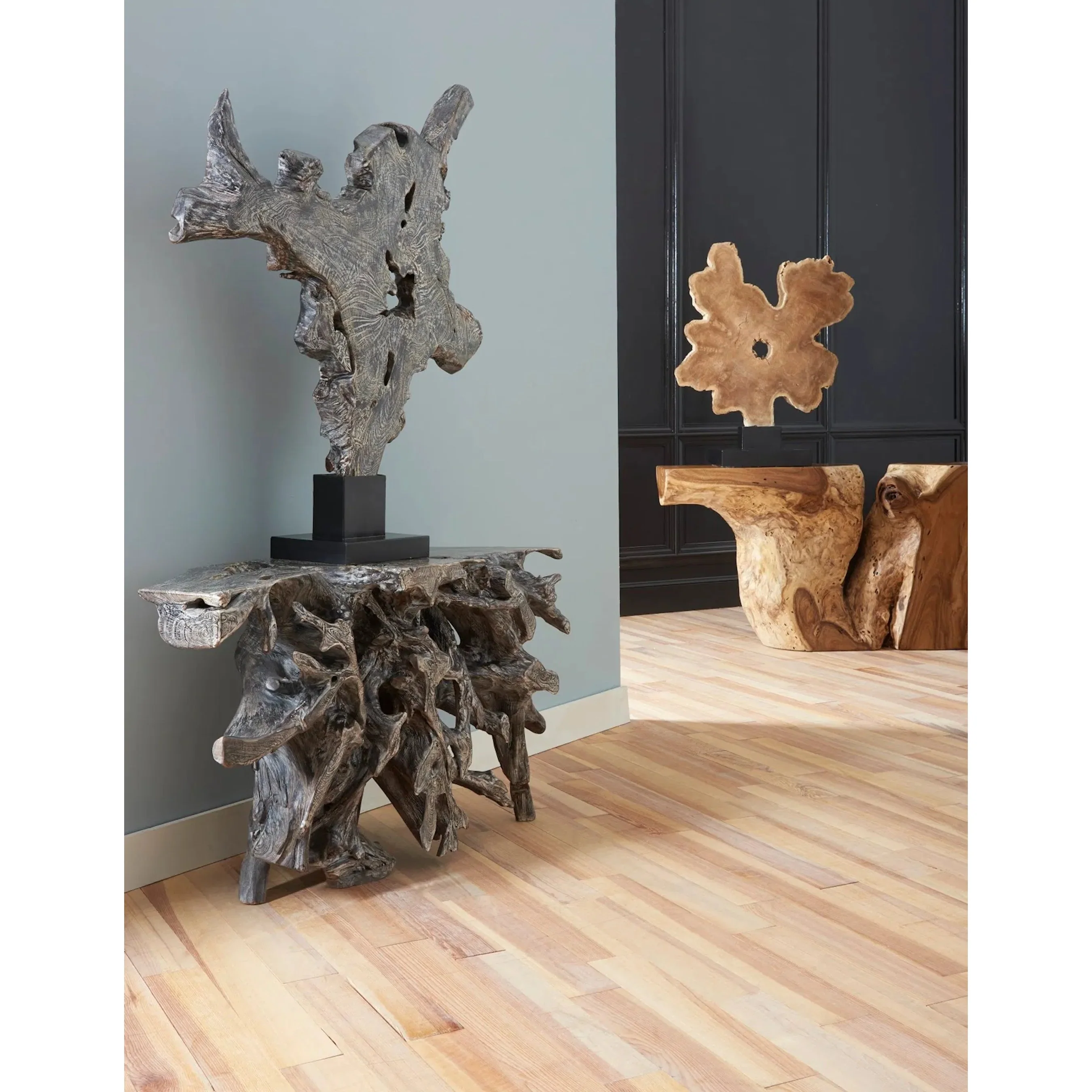 Teak Sculpture on Stand - Image 4