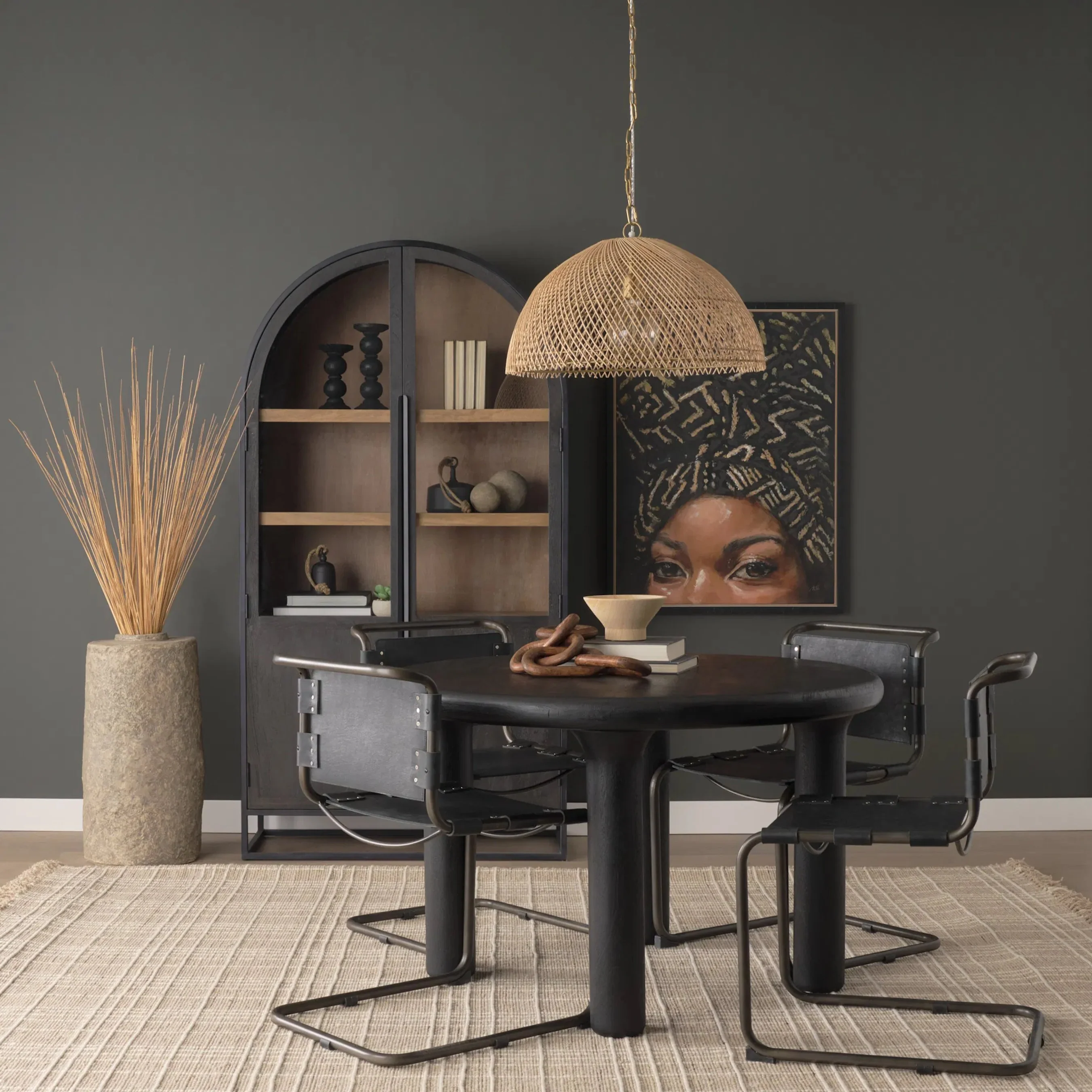 Thad 1-Light Natural Woven Rattan Dome Pendant - Image 5