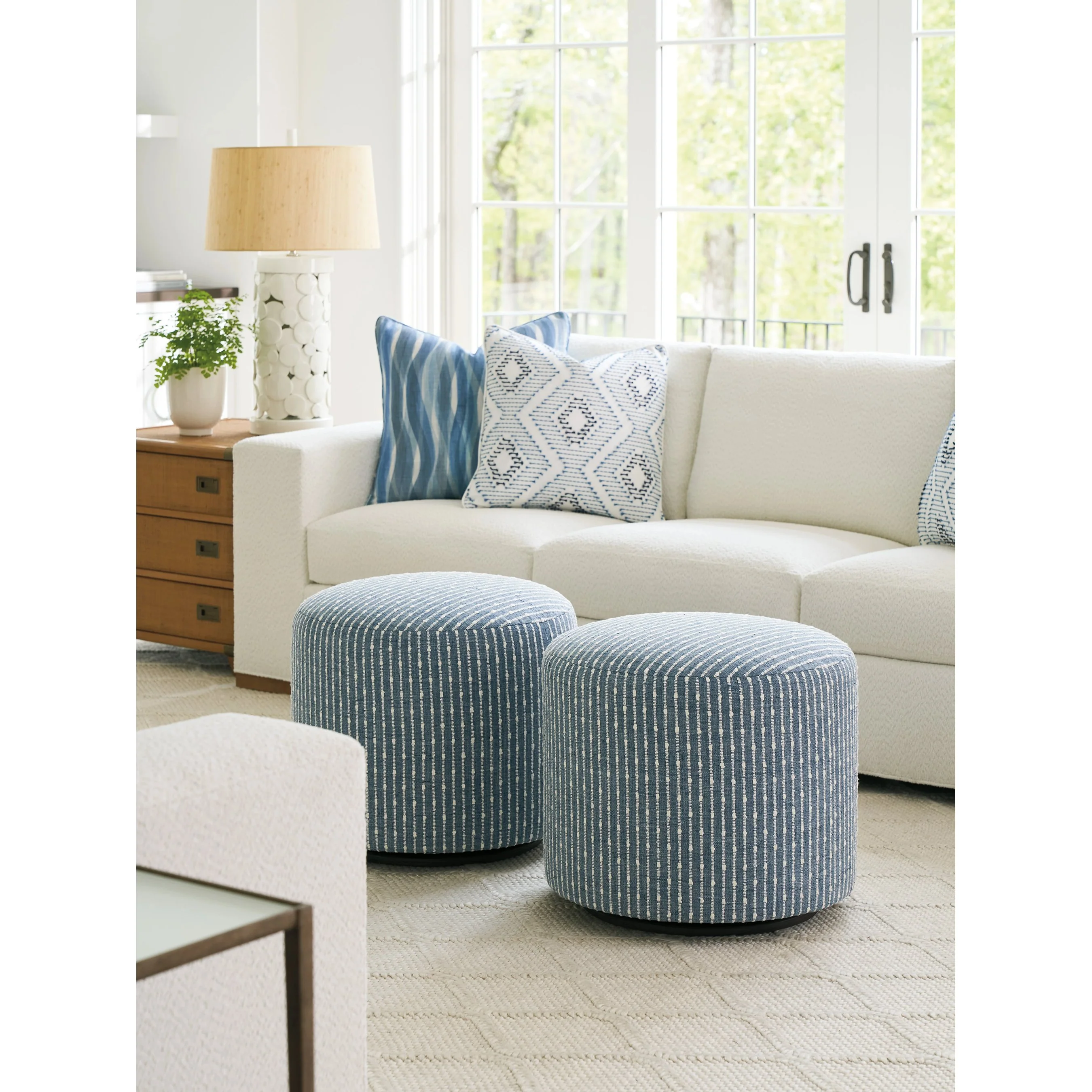 Three Arch Striped Swivel Ottoman - Image 2
