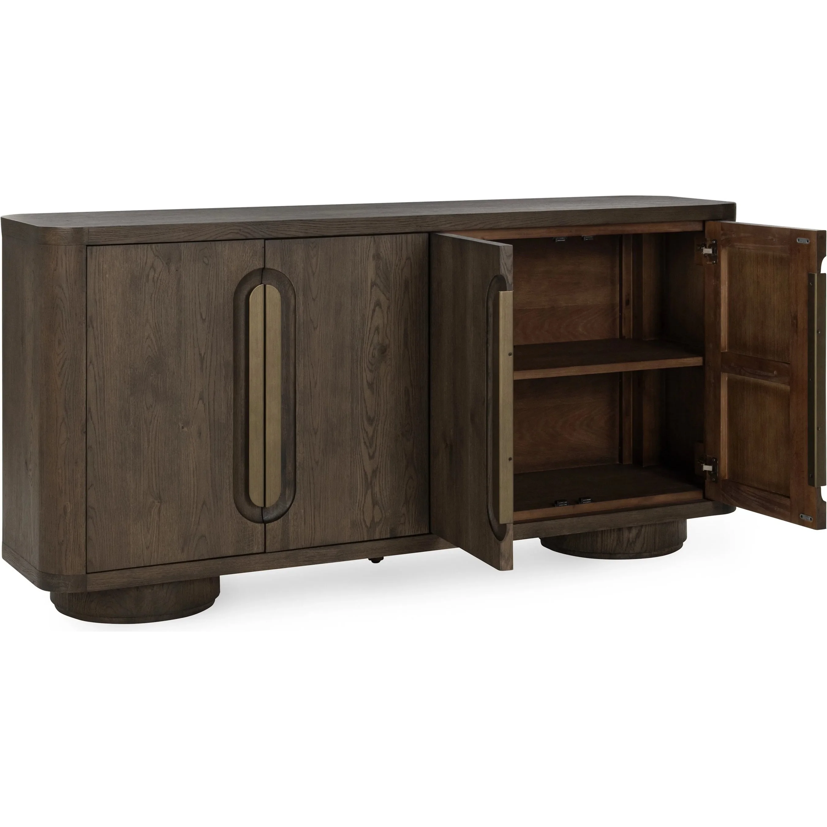 Tiber Oak Veneer Wood Buffet Sideboard - Image 12