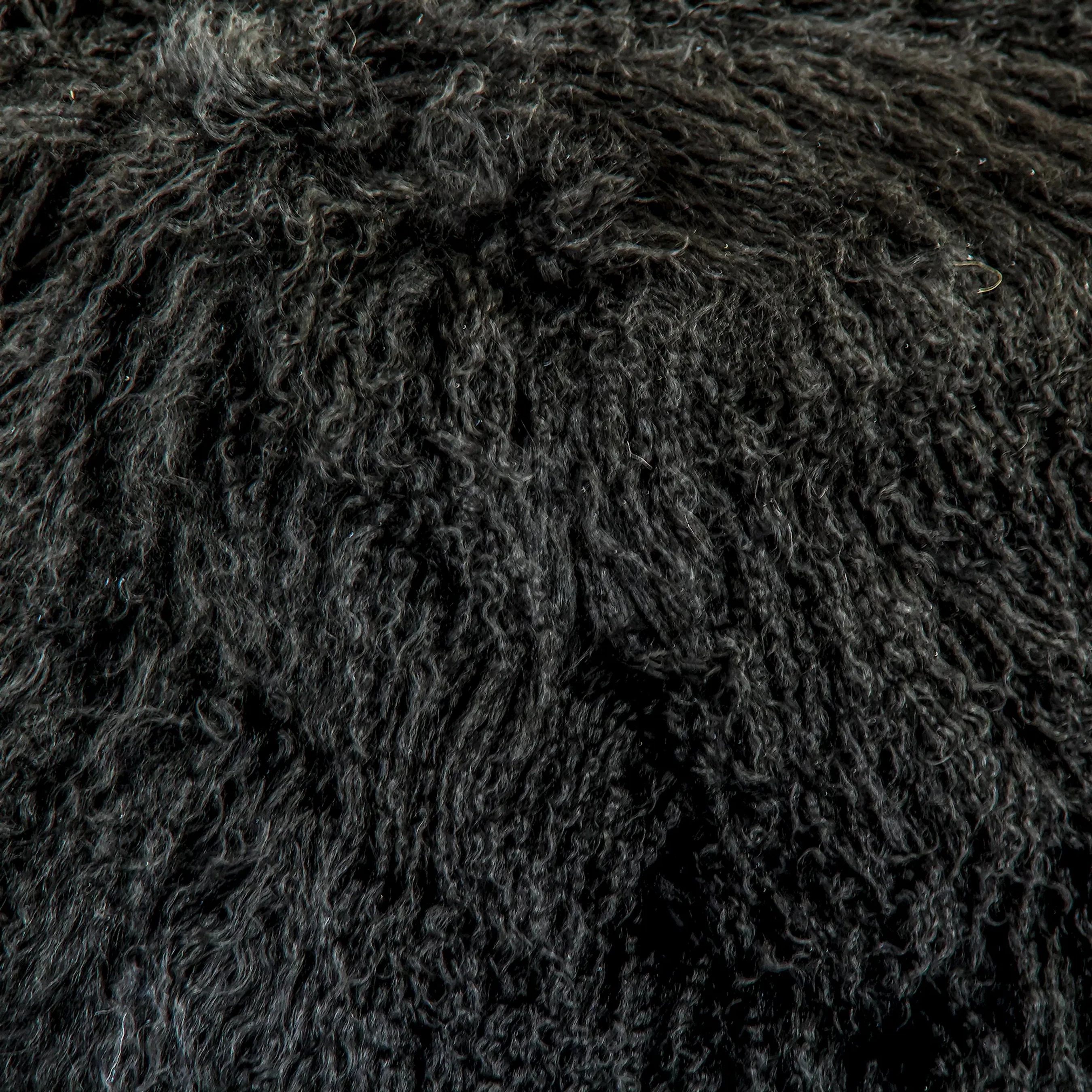 Tibetan Black Lamb Fur Pouf - Image 12