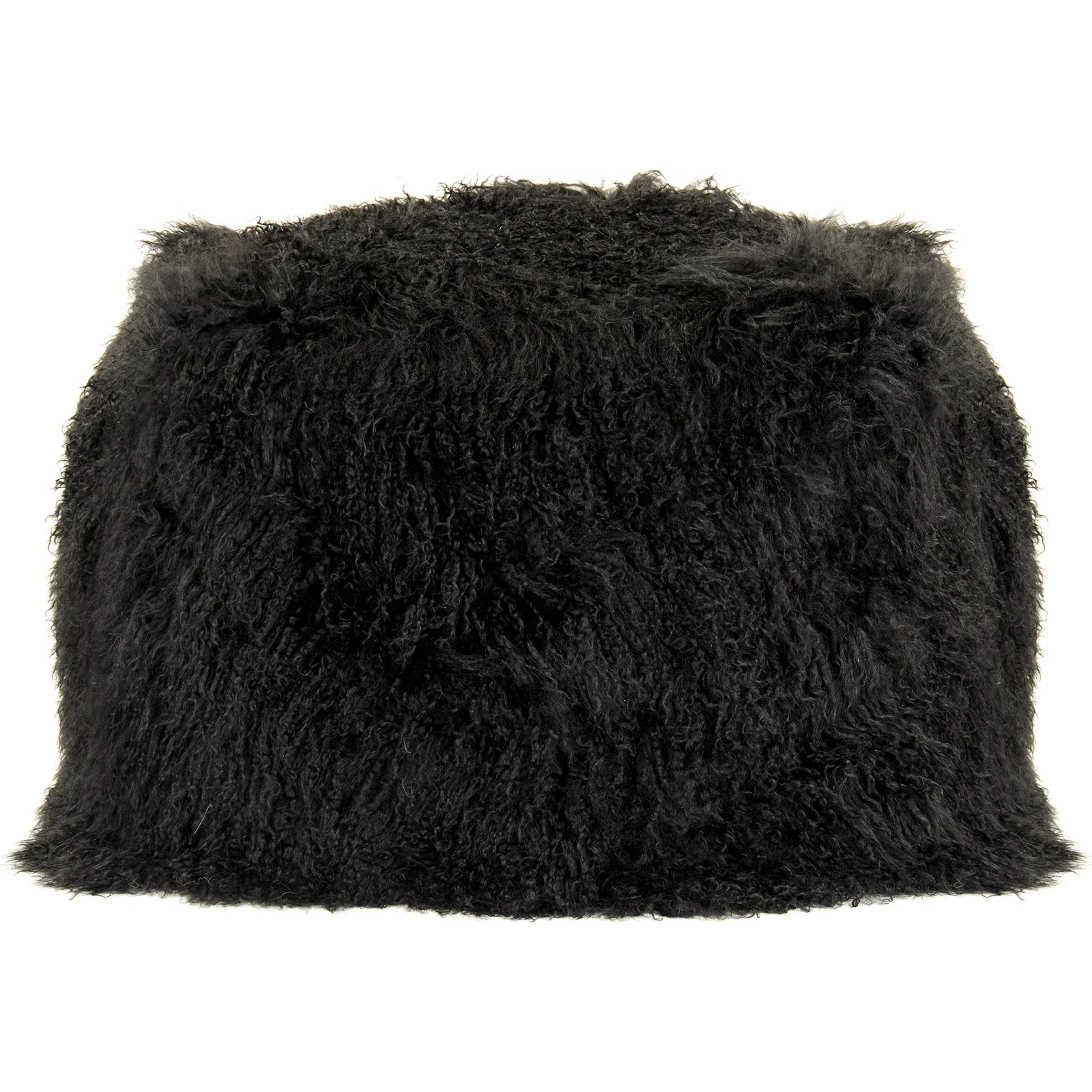 Tibetan Black Lamb Fur Pouf - Image 5