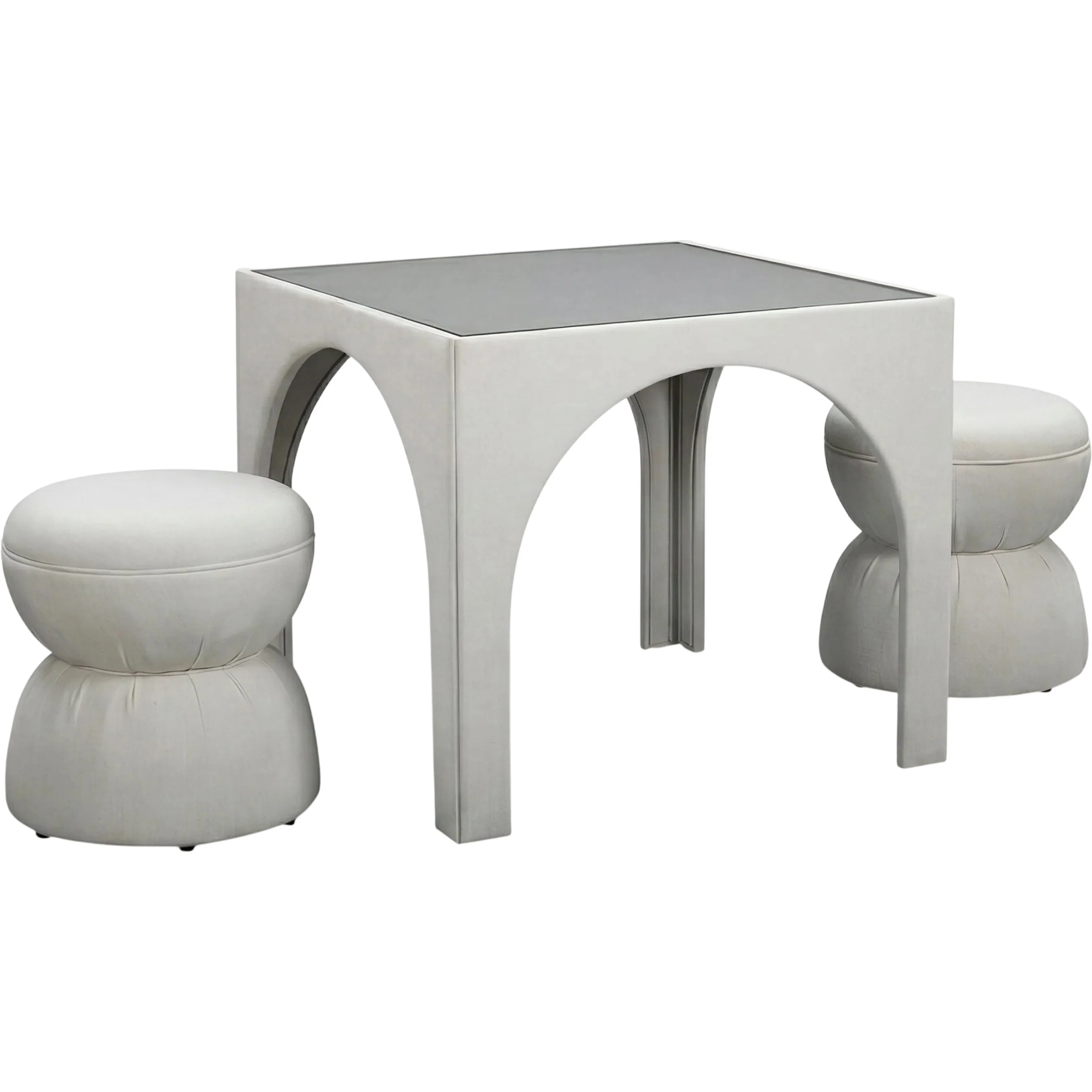 Tomlin Performance Chenille Game Table Two Ottomans Set