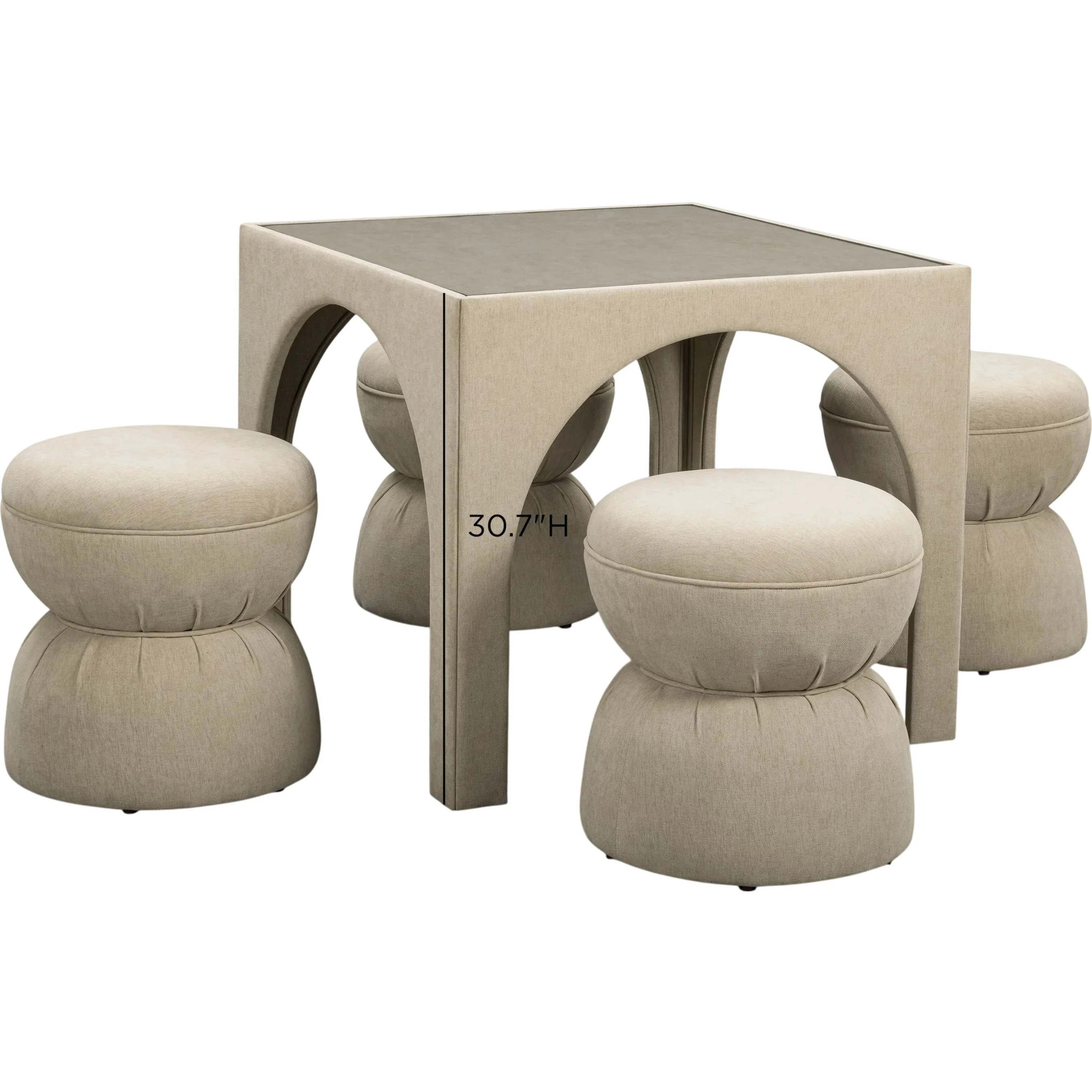 Tomlin Performance Chenille Game Table Two Ottomans Set - Image 2