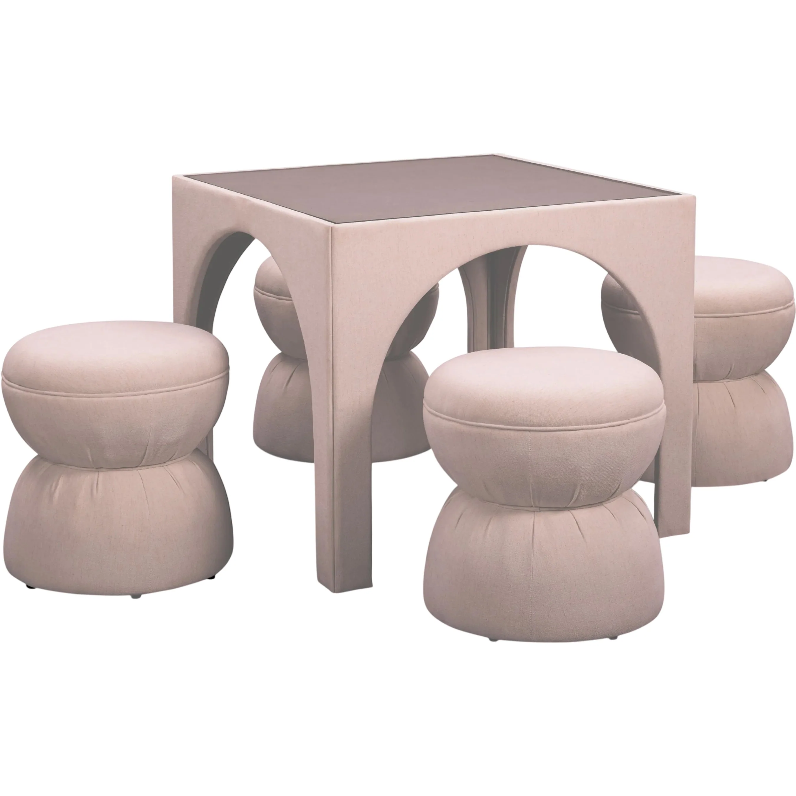 Tomlin Performance Chenille Game Table Two Ottomans Set - Image 3