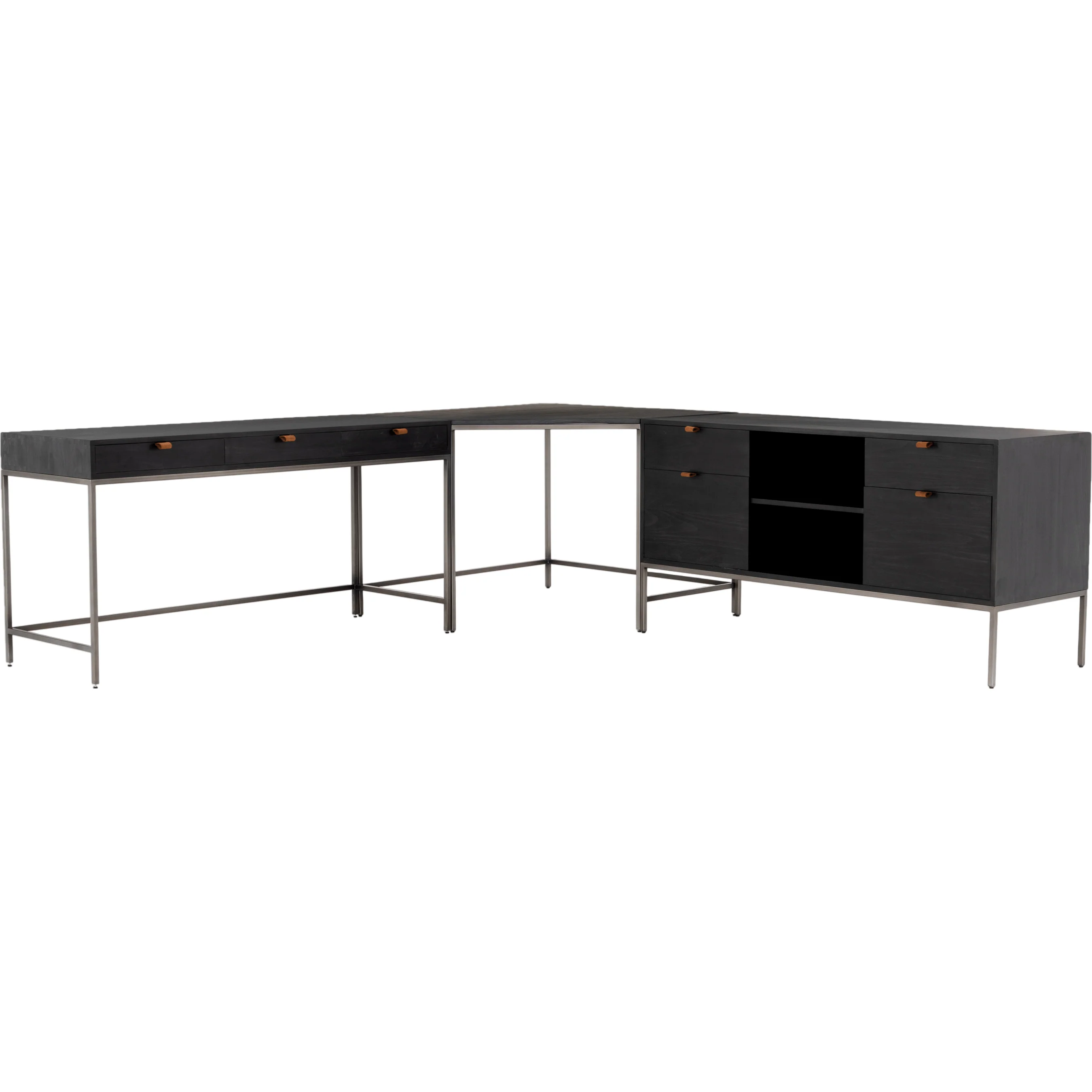 Trey Desk with Filing Credenza