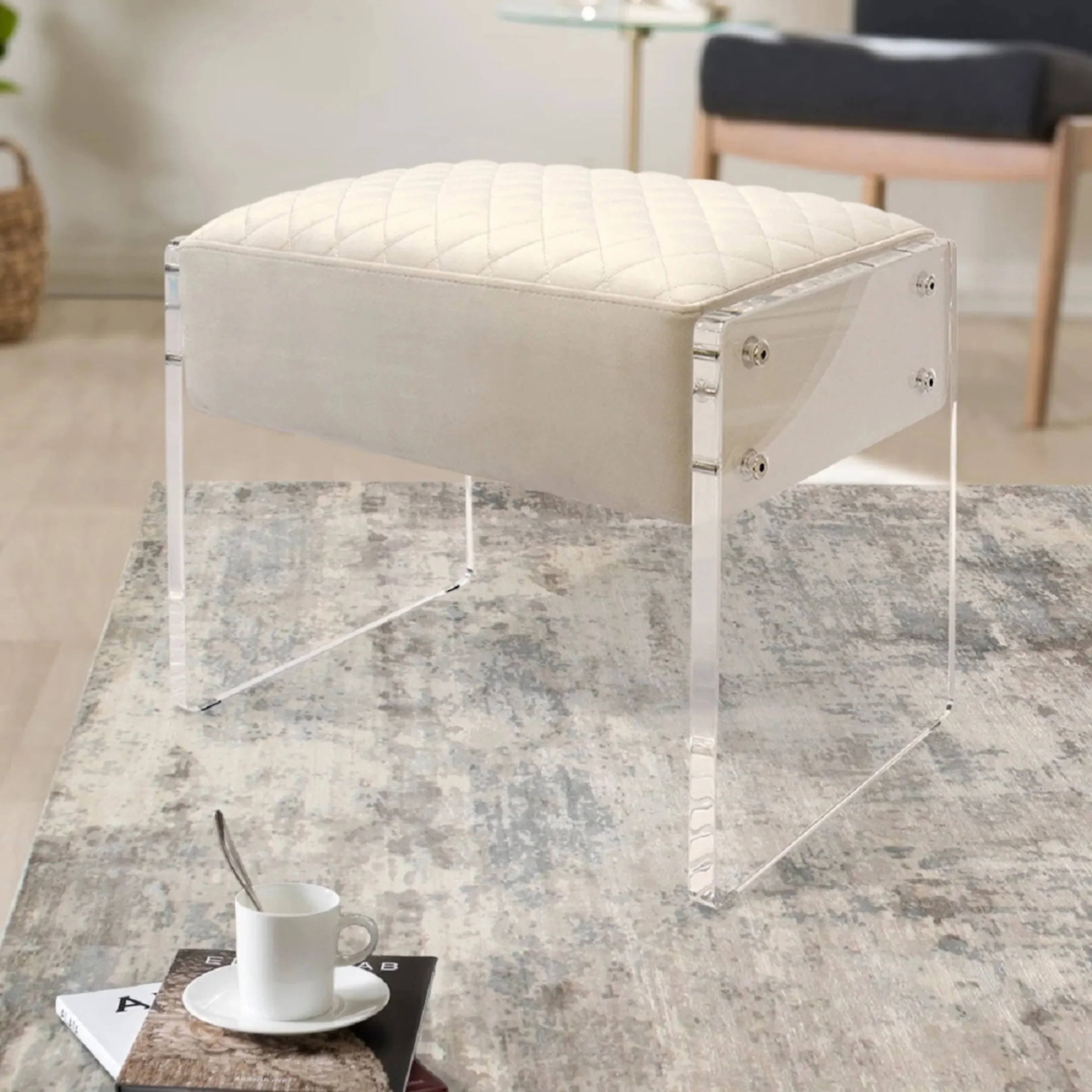 Tribecca Acrylic & Velvet Stool - STOOL 139-1W - Image 7